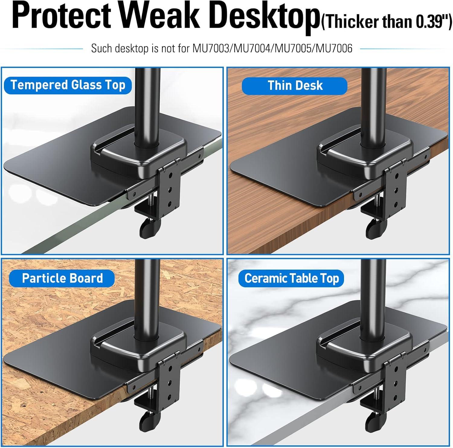 Monitor Mount Reinforcement Plate for Thin, Gl and Other Fragile Tabletop, Universal Steel Bracket Plate Fits