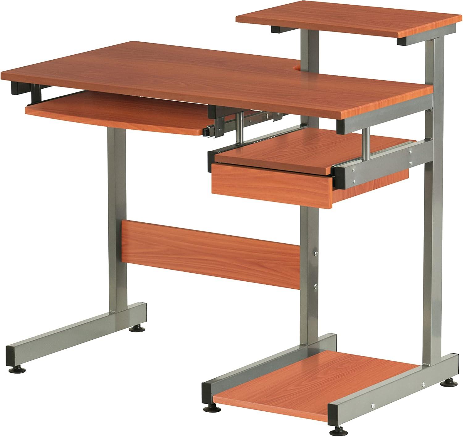 Techni Mobili Complete Computer Workstation Desk, Scratch Resistant Steel Legs, Woodgrain