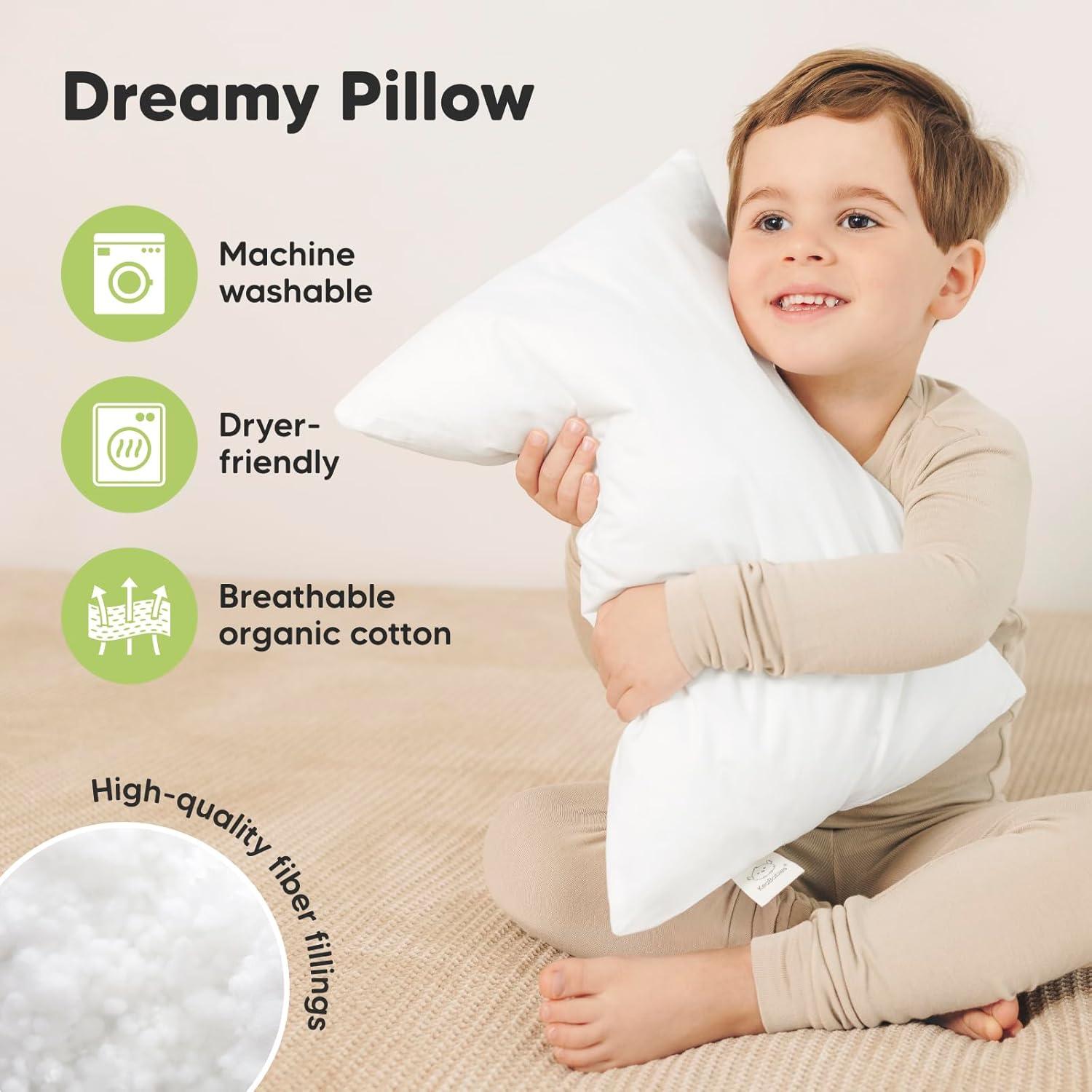 KeaBabies Toddler Pillow - Soft Organic Cotton Kids Pillows for Sleeping - Travel Pillow for Kids Age 2-5