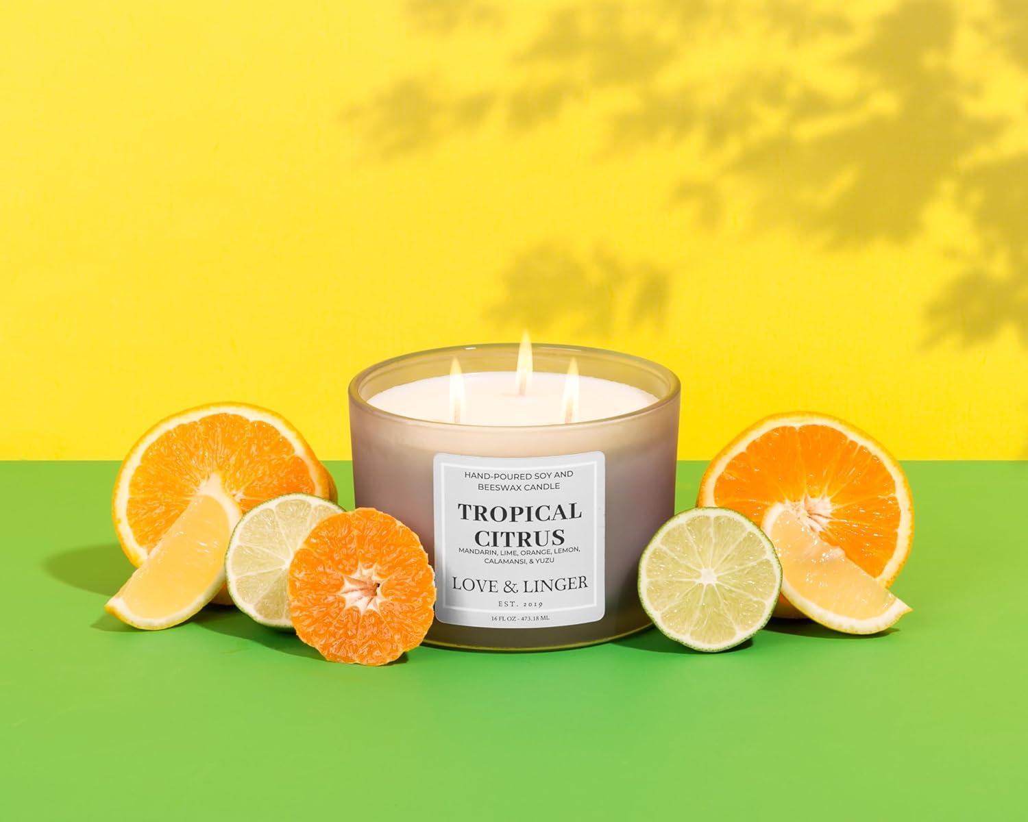 Tropical Citrus Frosted Grey Soy and Beeswax Candle