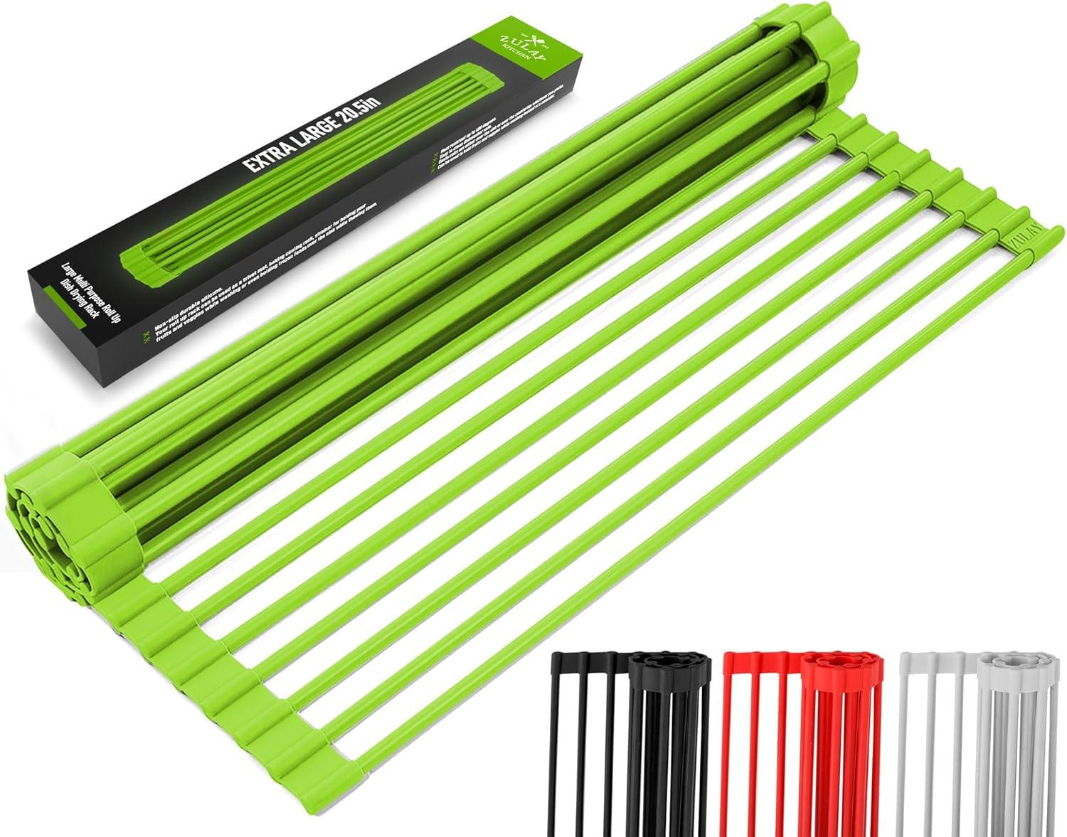Zulay Kitchen Zulay Kitchen Large Roll Up Dish Drying Rack - Heavy Duty Silicone Wrapped Steel Rods Over Sink Dish Drying Rack