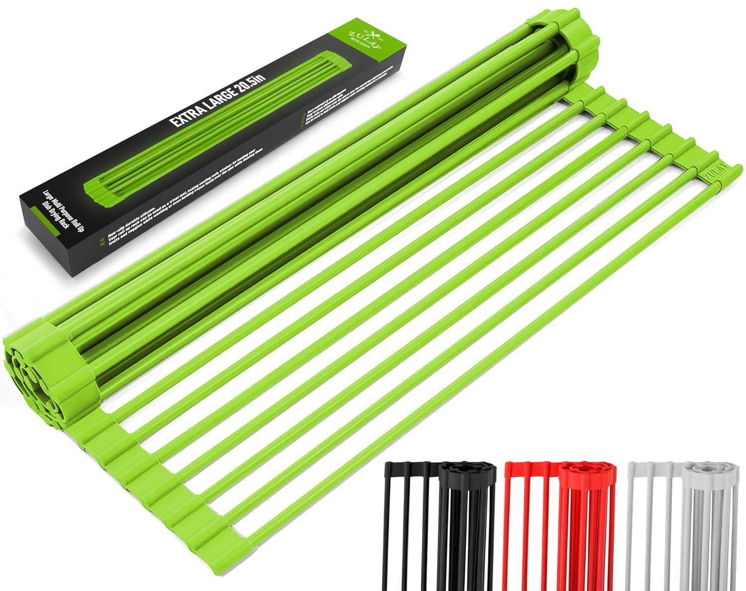 Zulay Kitchen Zulay Kitchen Large Roll Up Dish Drying Rack - Heavy Duty Silicone Wrapped Steel Rods Over Sink Dish Drying Rack