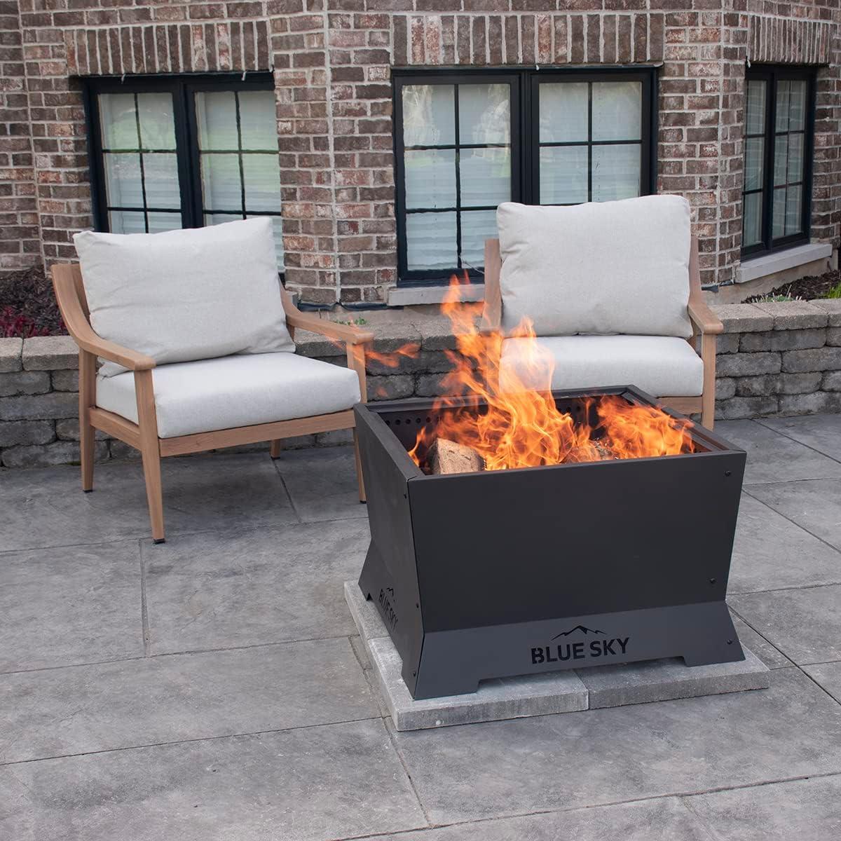 Blue Sky 28" Black Steel Smokeless Square Fire Pit