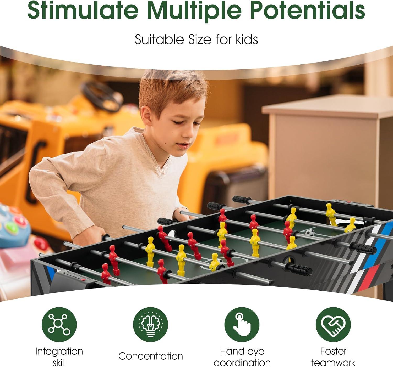 Giantex 4-in-1 Multi Game Table, 49 Inch Combination Game Tables with Adult Size Foosball Table, Slide Hockey Table, Ping Pong Table, Pool Table, Combo Game Table Set for Indoor Home, Game Room