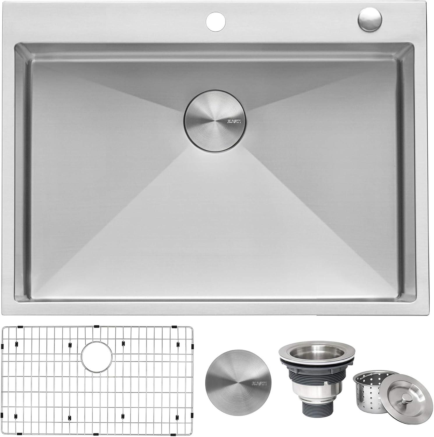 Ruvati 30 x 22 inch Drop-in Topmount Stainless Steel Rounded Corners Kitchen Sink Single Bowl