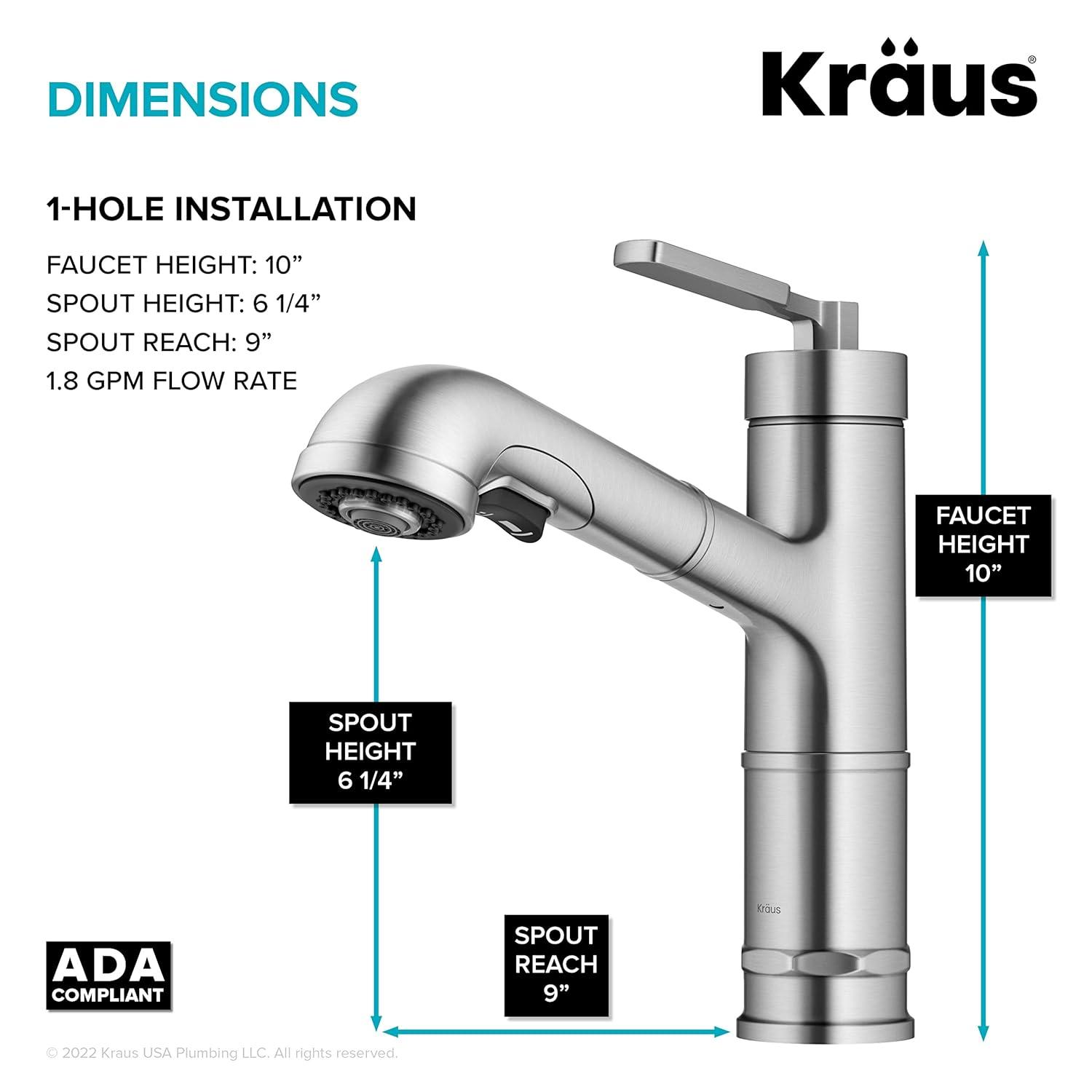 Kraus Allyn Pull-Out Single Handle Kitchen Faucet KPF-4103SFS