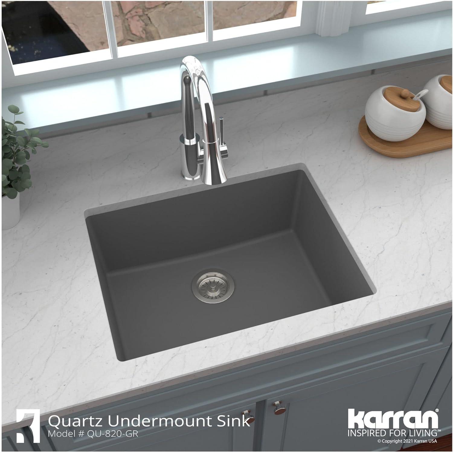 Karran Quartz 24-3/8'' X 19-1/8'' Single Bowl Undermount Kitchen Sink