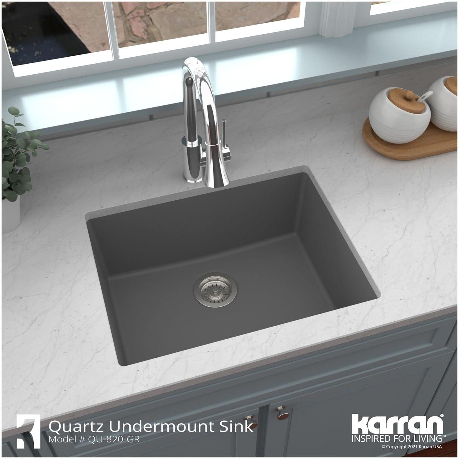 Karran Quartz 24-3/8'' X 19-1/8'' Single Bowl Undermount Kitchen Sink