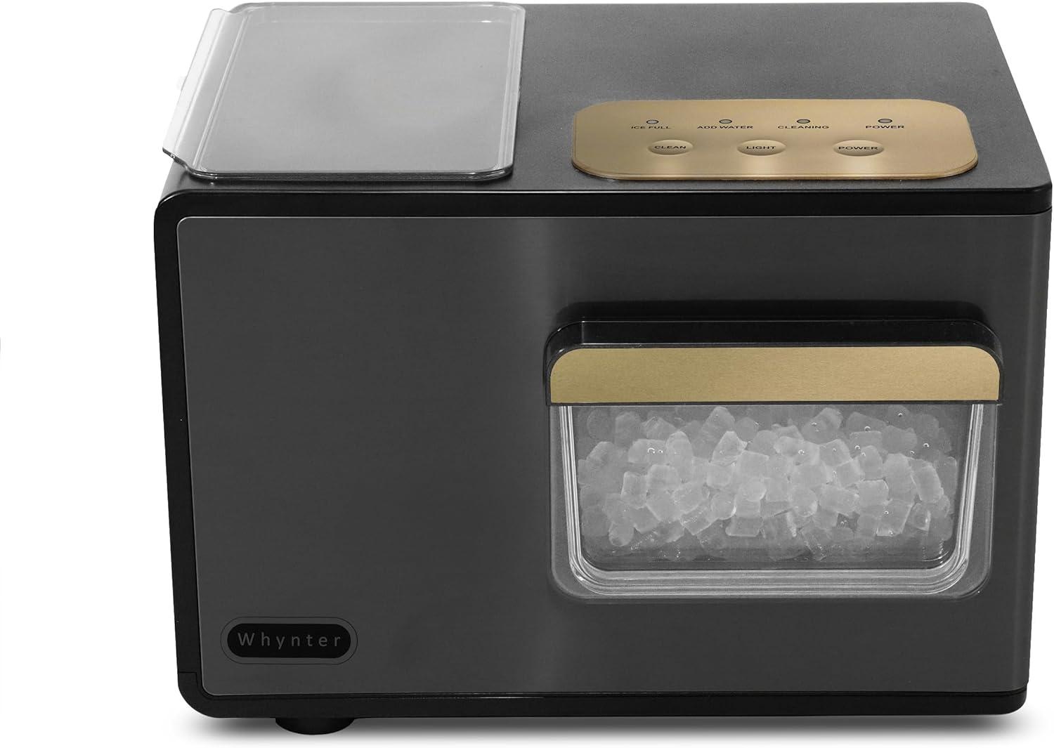 Black and Gold Stainless Steel Countertop Nugget Ice Maker