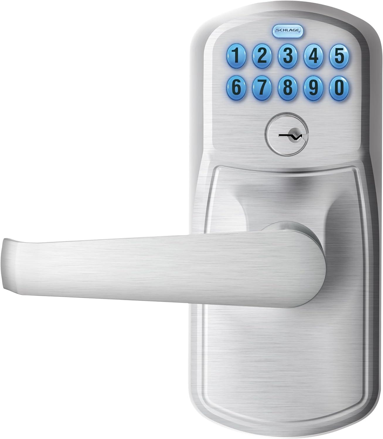 Satin Chrome Electronic Keypad Entry Lock with Lever