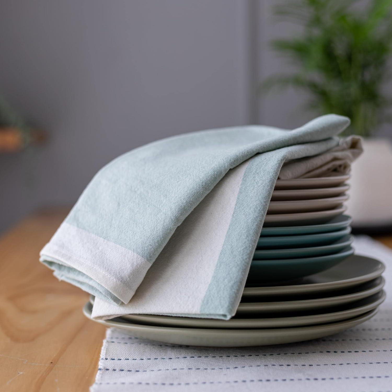 Folkulture Cloth Napkins | (20x20) Set of 4 Cotton Table Napkin Cloth Washable and Soft for Farmhouse Style Decorations | Durable - Reusable, Boho Dinner Napkins Cloth for Dining Room (Misty Green)