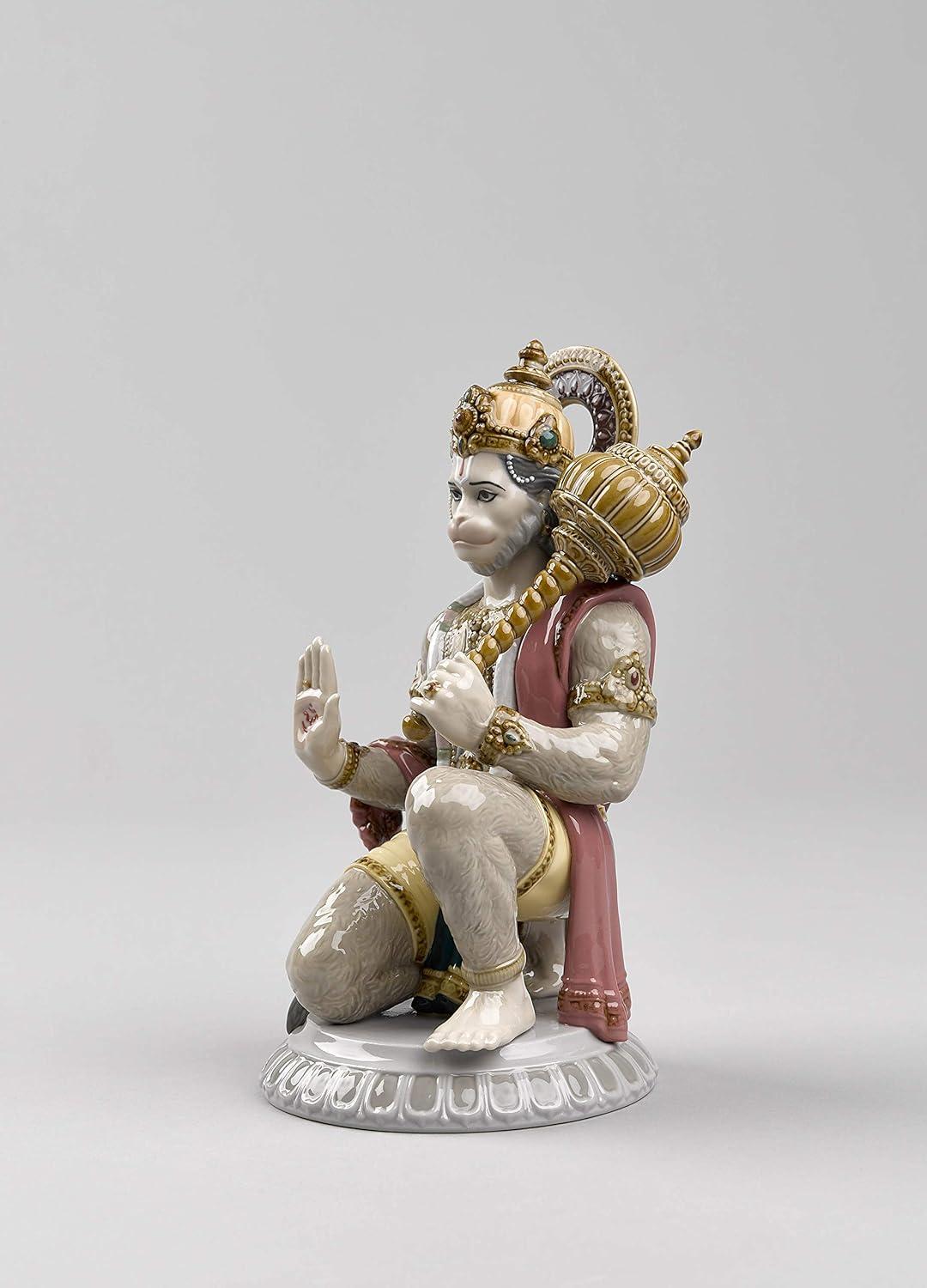 Glazed Porcelain Hanuman Figurine with Enamel Finish