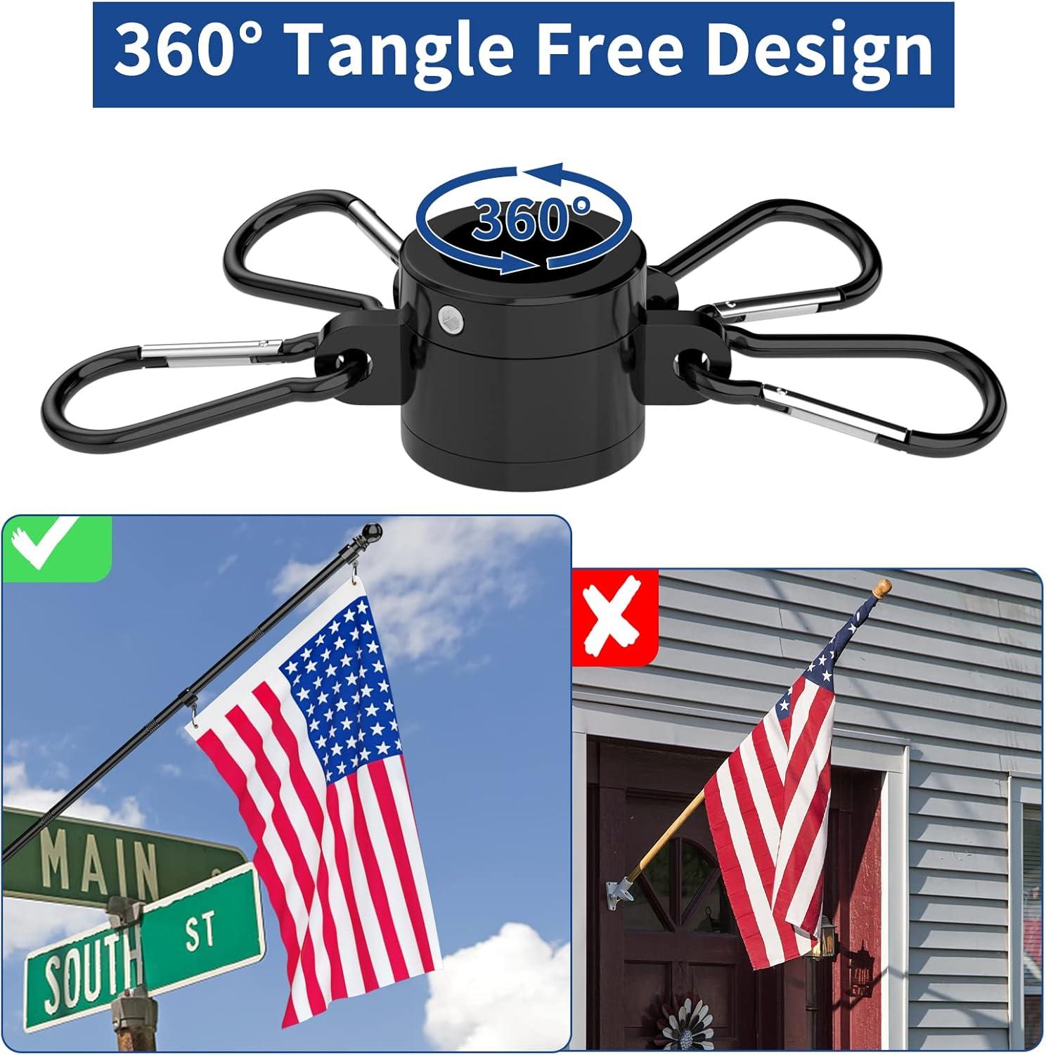 5 FT Black Stainless Steel Tangle-Free Flagpole Kit with Bracket