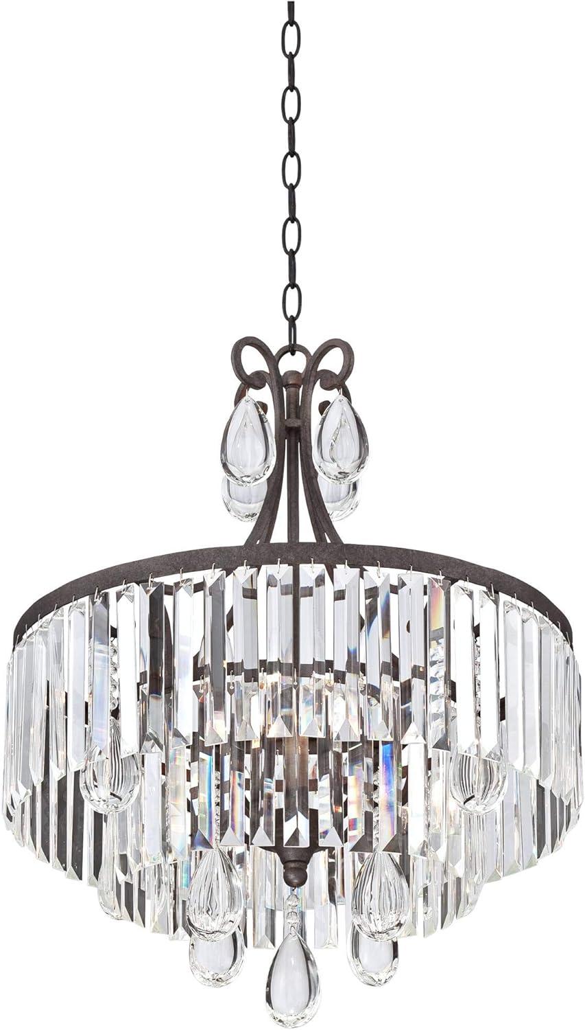 Vienna Full Spectrum Bruini Bronze Crystal Pendant Chandelier 20" Wide Rustic Scroll 4-Light Fixture for Dining Room House Foyer Kitchen Entryway Home