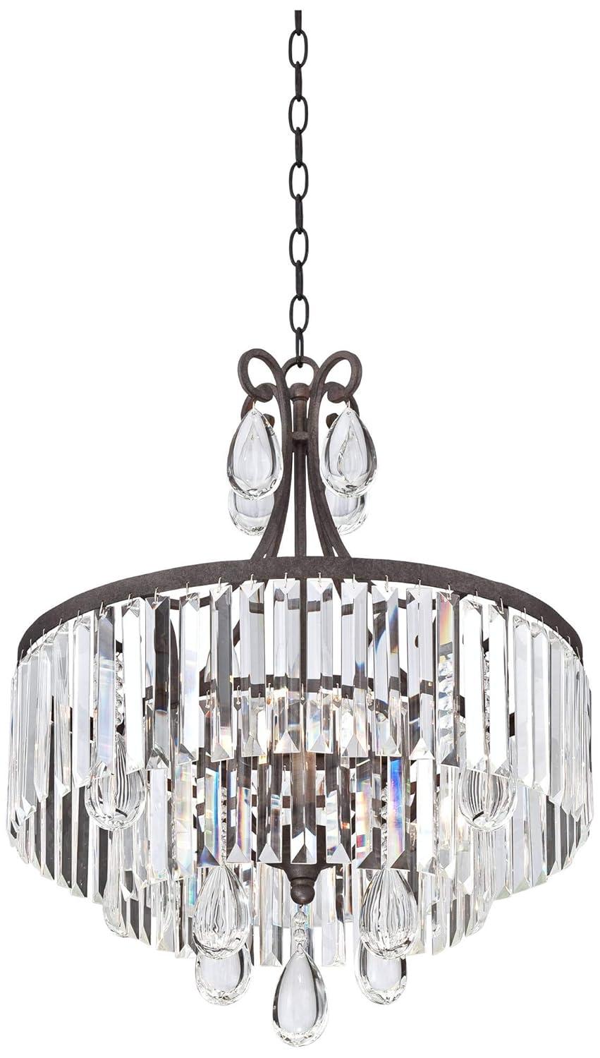 Vienna Full Spectrum Bruini Bronze Crystal Pendant Chandelier 20" Wide Rustic Scroll 4-Light Fixture for Dining Room House Foyer Kitchen Entryway Home