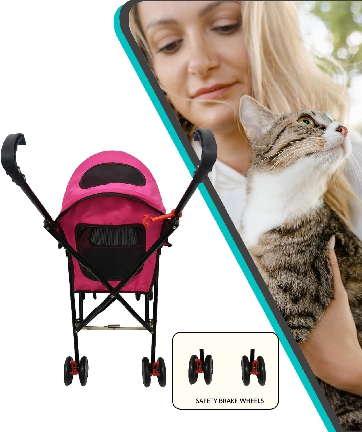 Amoroso Umbrella Pet Stroller Pink for Female and Male Cats and Dogs