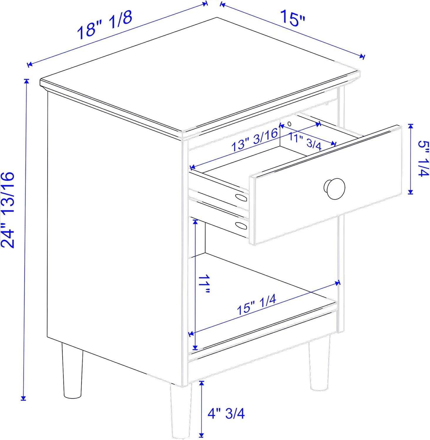 1 Drawer Solid Wood Nightstand in Caramel