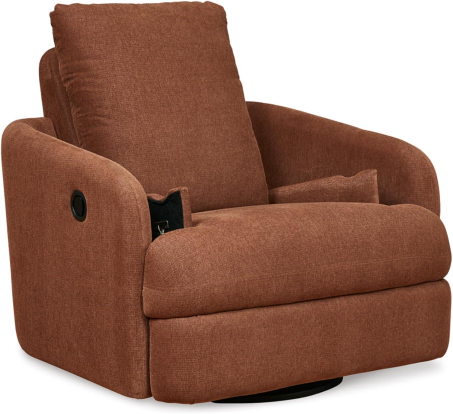 Spice Brown Swivel Recliner Armchair with Hidden Storage