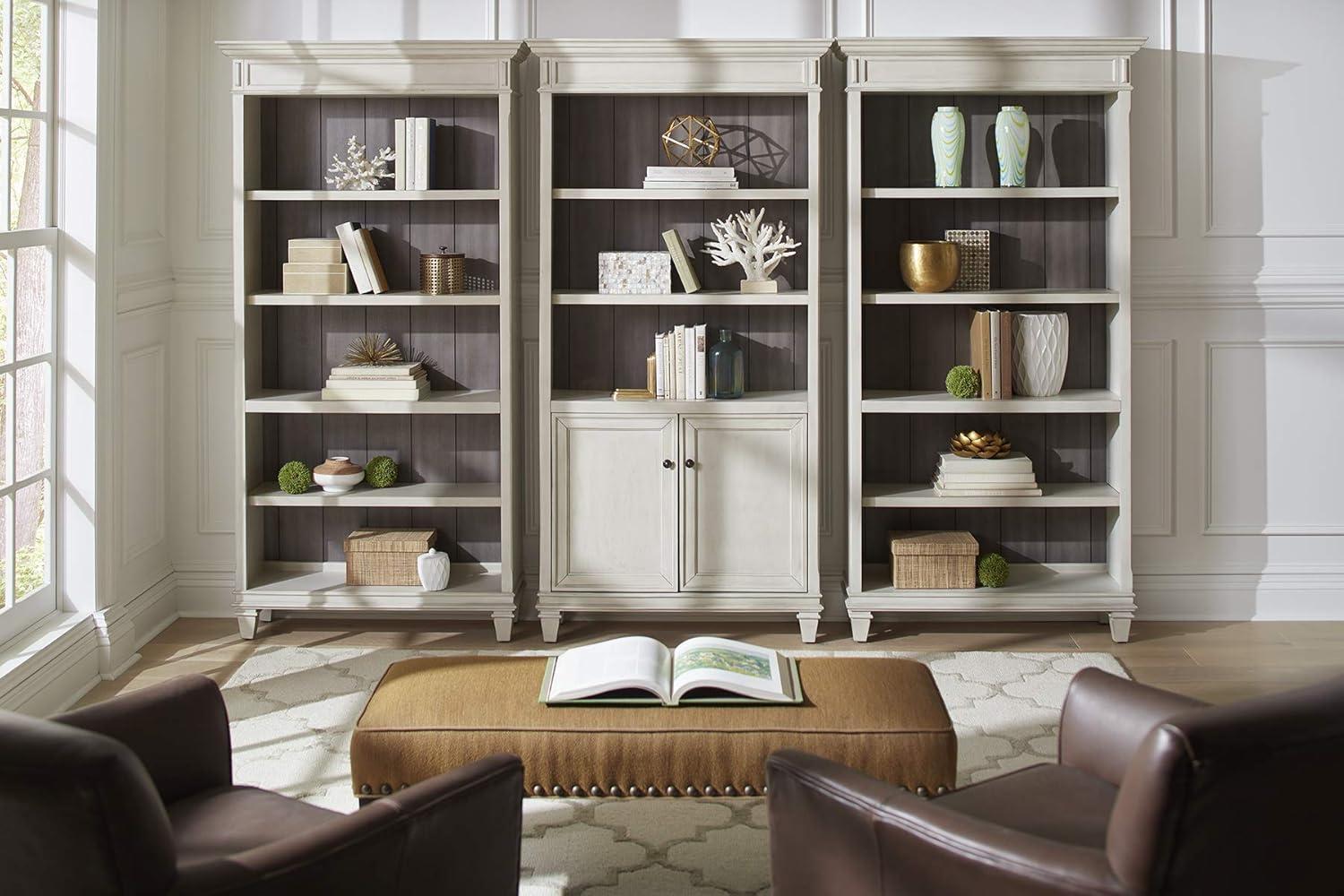 White Adjustable Wood Office Bookcase with Shelves