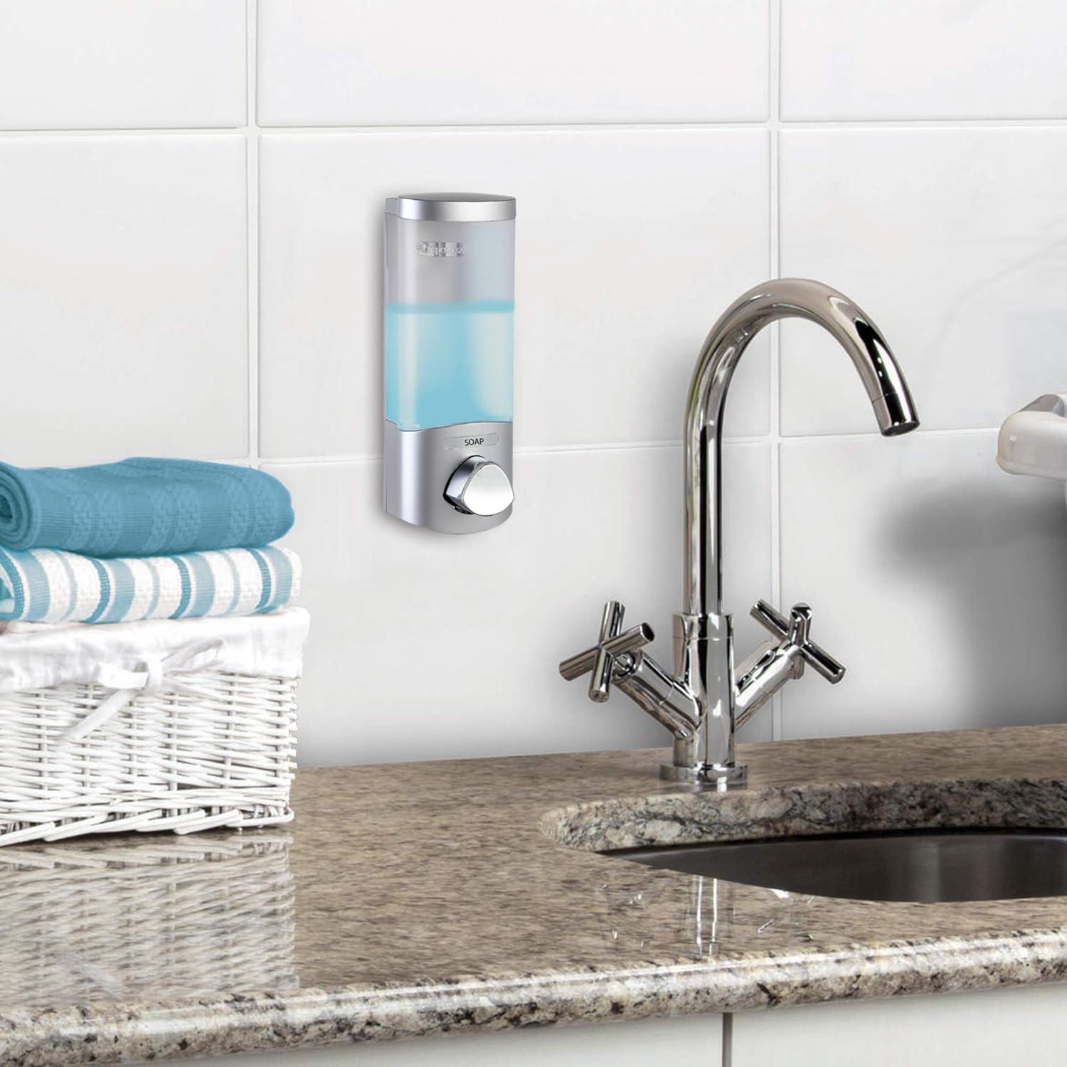 Satin Silver Wall-Mounted Touch-Free Liquid Soap Dispenser