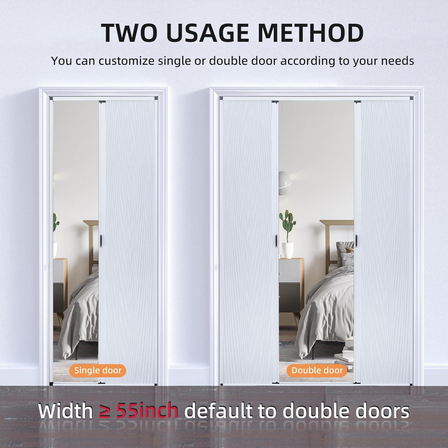 No-Drilling Interior Accordion Door, Retractable Folding Door with Aluminum Frame and Cellular Fabric, Waterproof and Heat Insulation, for Bedroom, Bathroom, Kitchen, Office(Grey