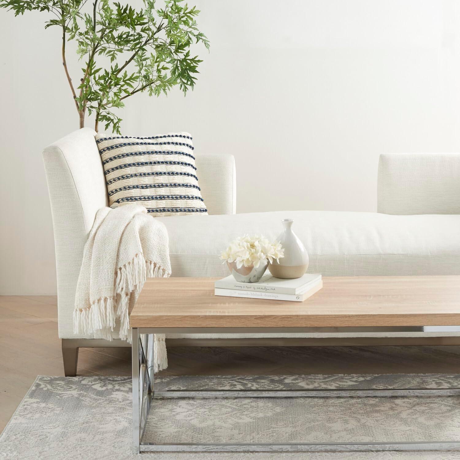 Mina Victory GC384-012020 Textured Cotton Blend Throw Pillow