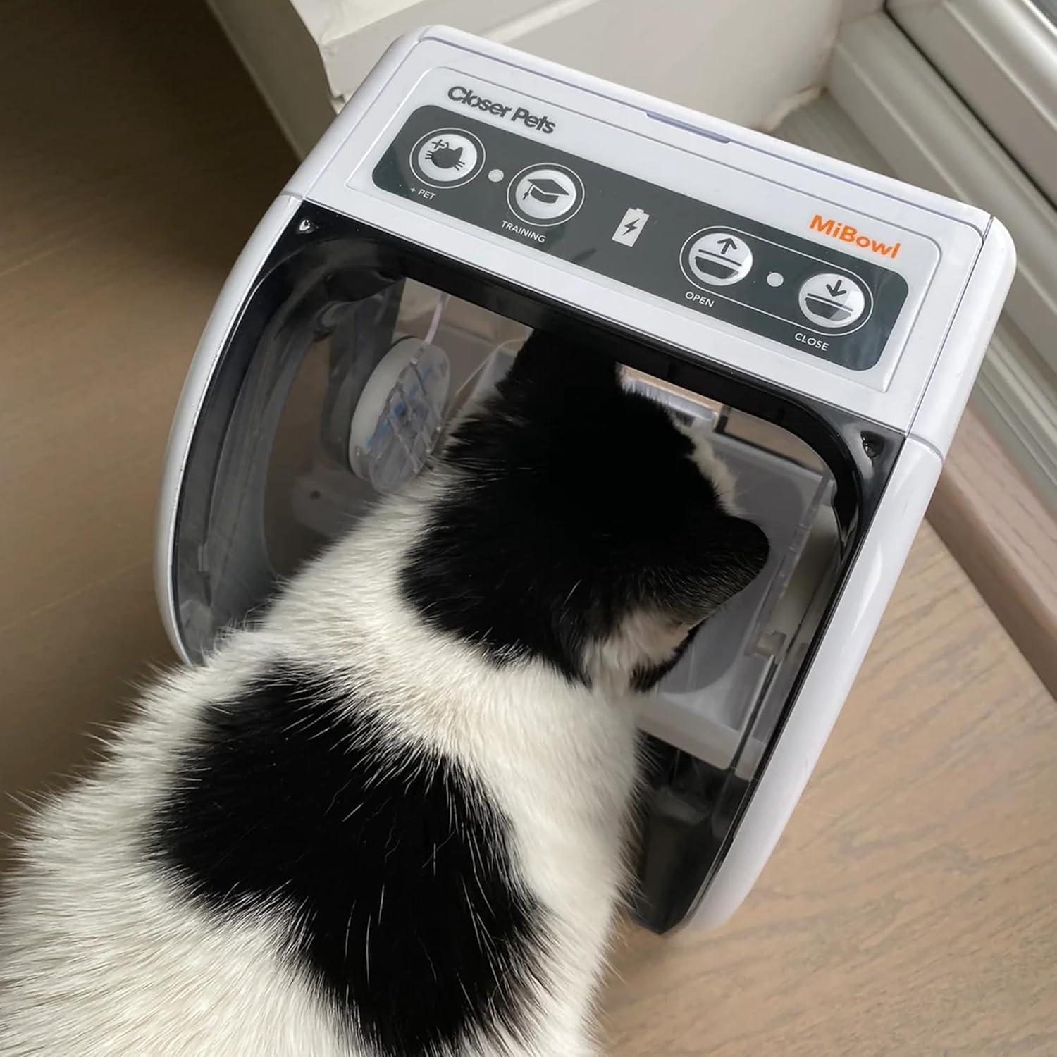 MiBowl Automatic Microchip Cat Feeder with BPA Free Bowl, Enclosed Back, and Collar Worn ID Disc