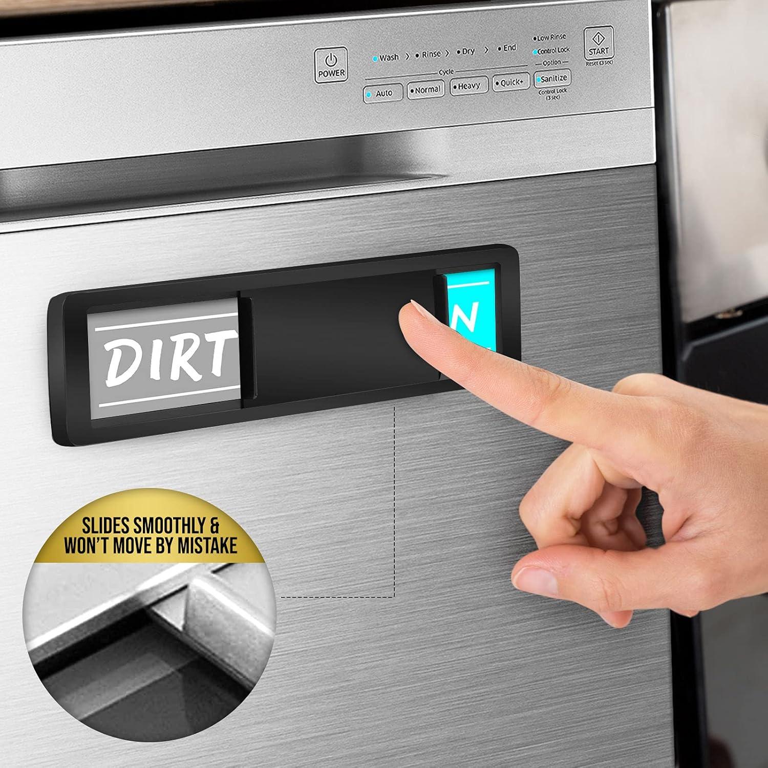 Dishwasher Magnet Clean Dirty Sign - Sleek and Convenient Design - Kitchen Gadgets - New Home Essentials, Heavy Duty Magnet with Optional Stickers