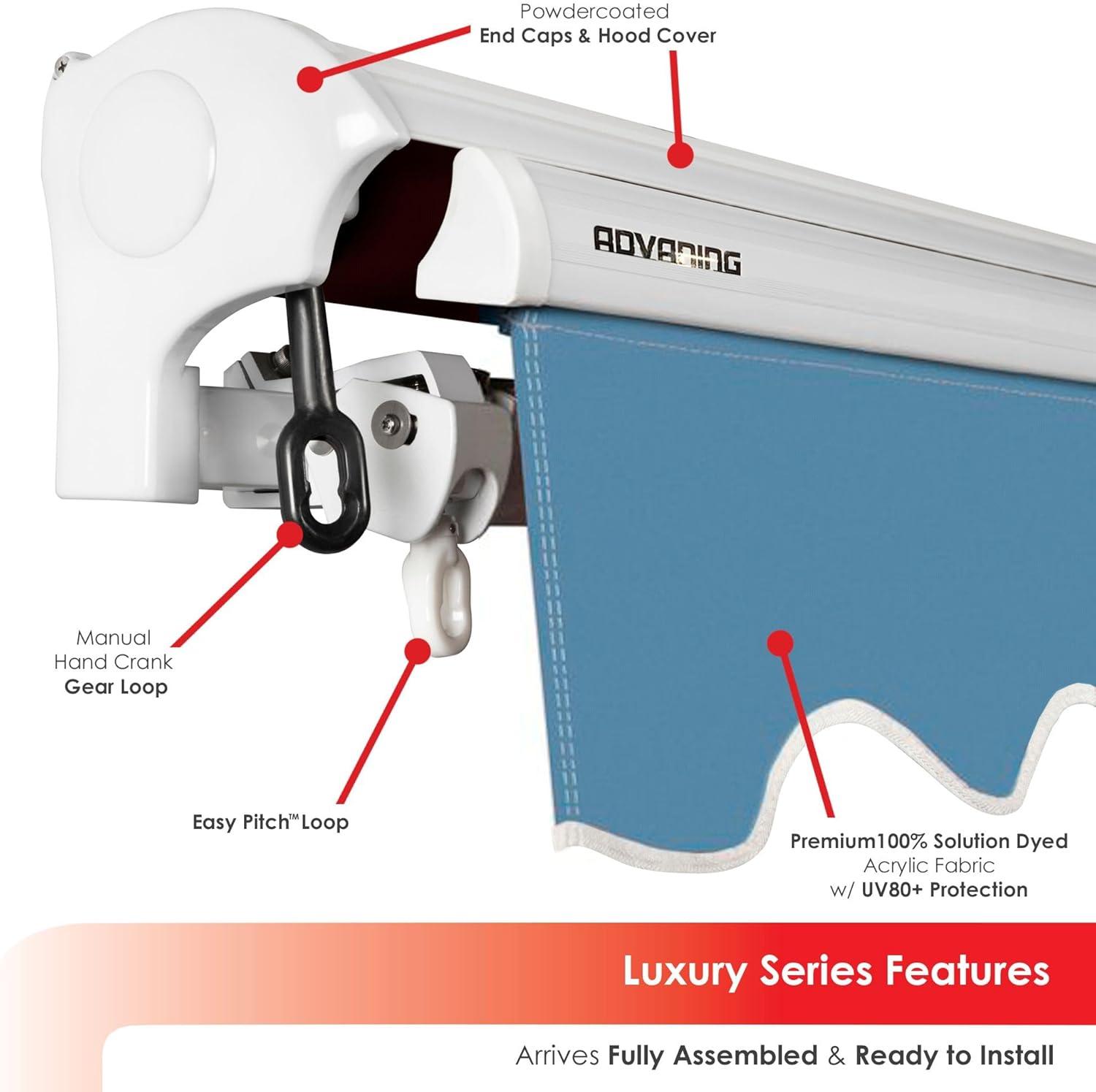 12 ft Beige Electric Retractable Patio Awning with Remote and Aluminum Frame