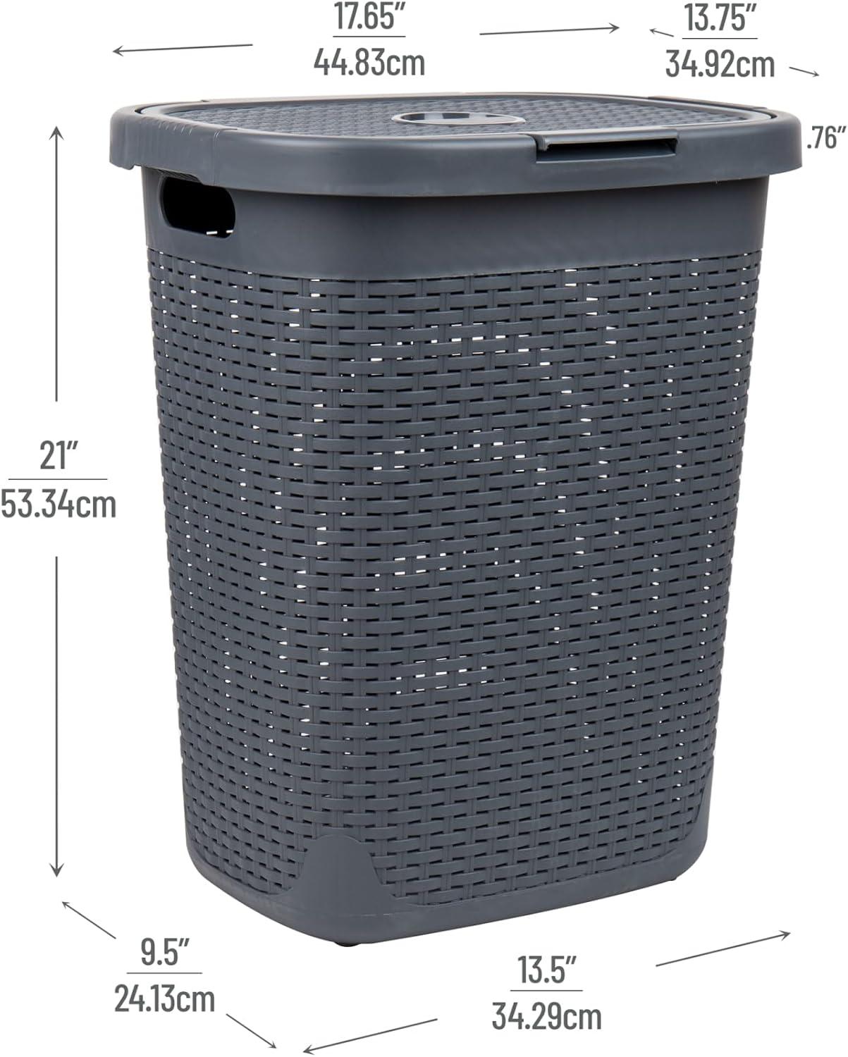 Mind Reader Mind Reader 50L Slim Laundry Hamper, Clothes Basket, Lid, Plastic