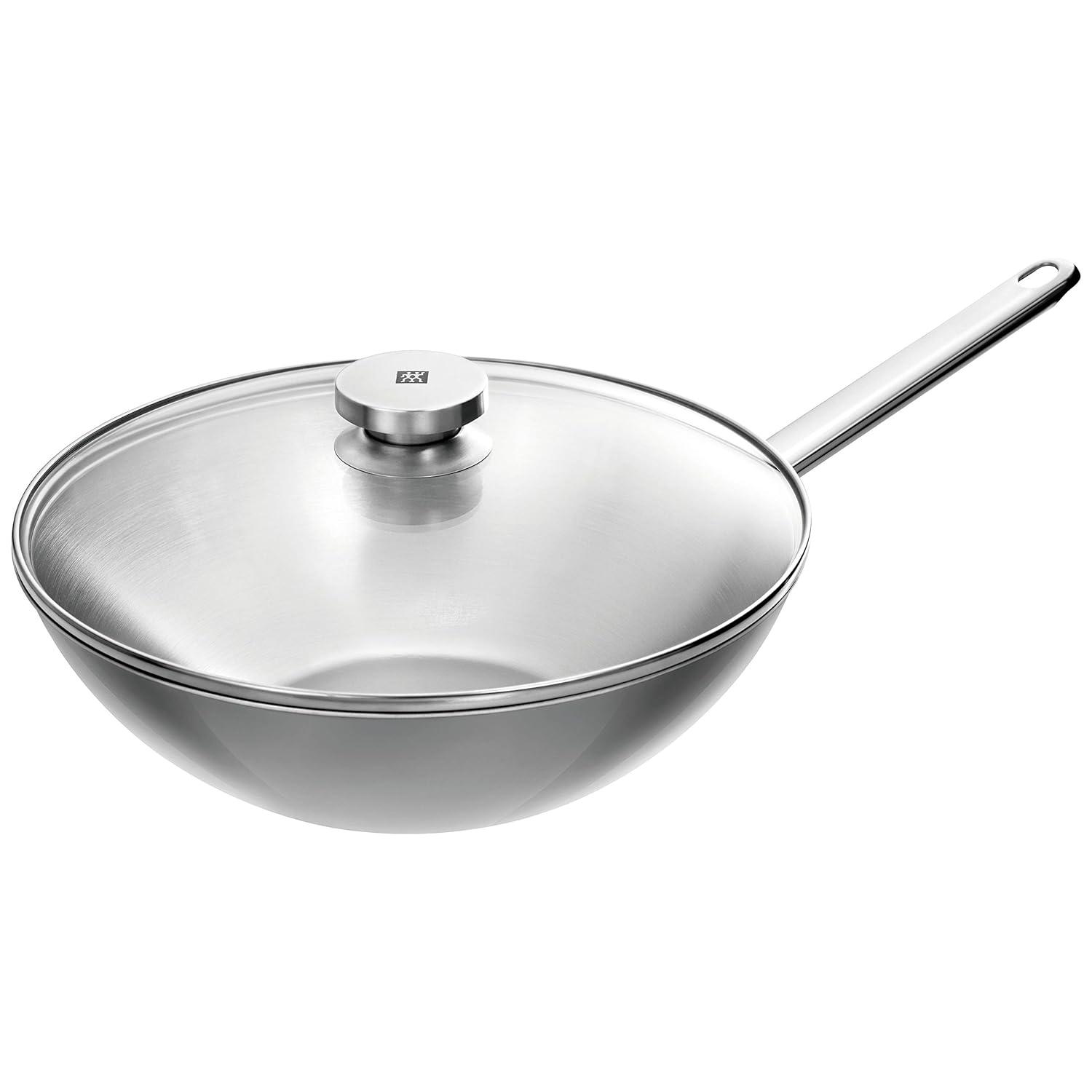 Plus 11.81" 18/10 Stainless Steel Non-Stick Wok with Lid