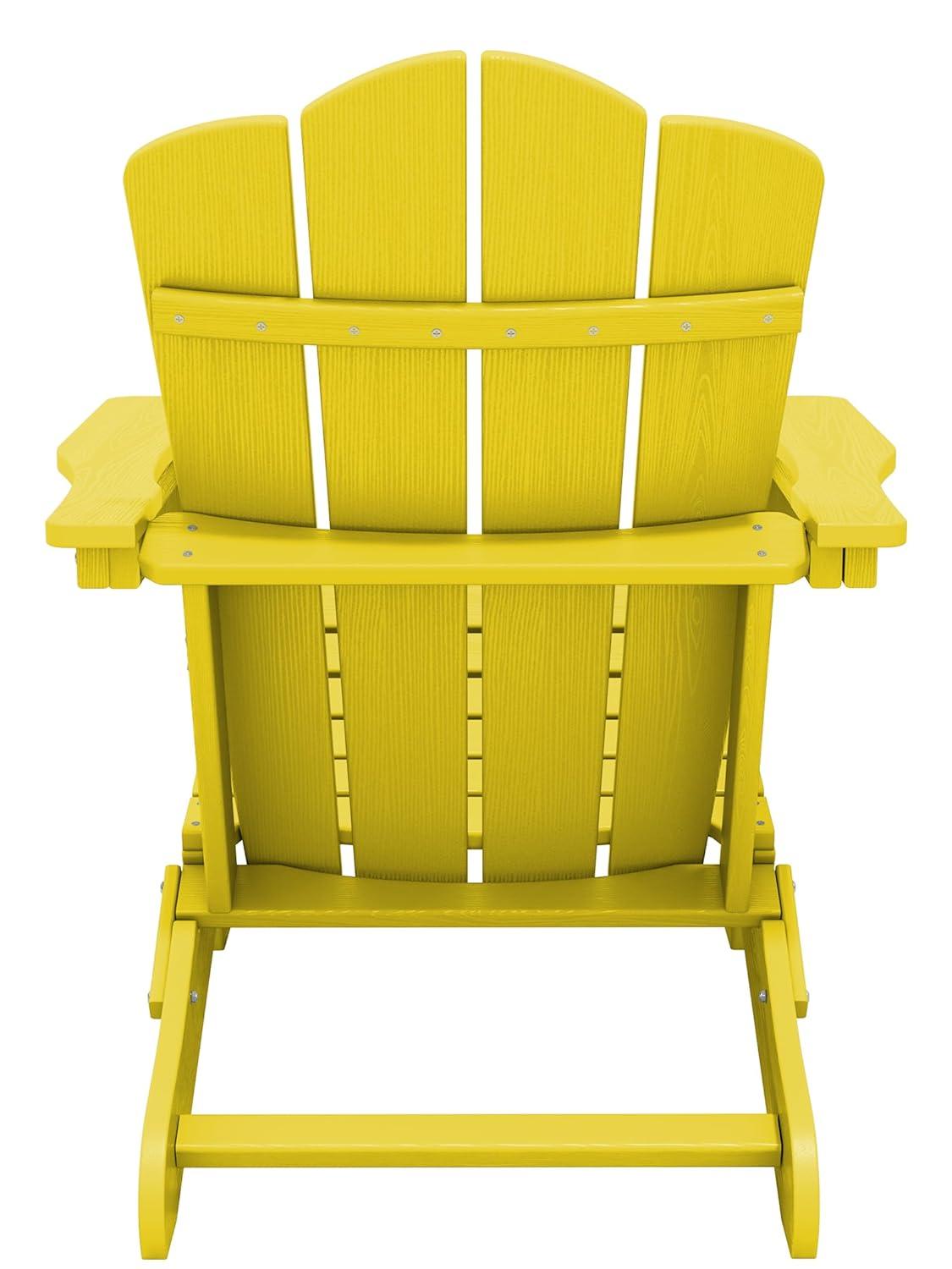 KINGYES Folding Adirondack Chair Set of 2, HDPE All-Weather Folding Adirondack Chair, Yellow