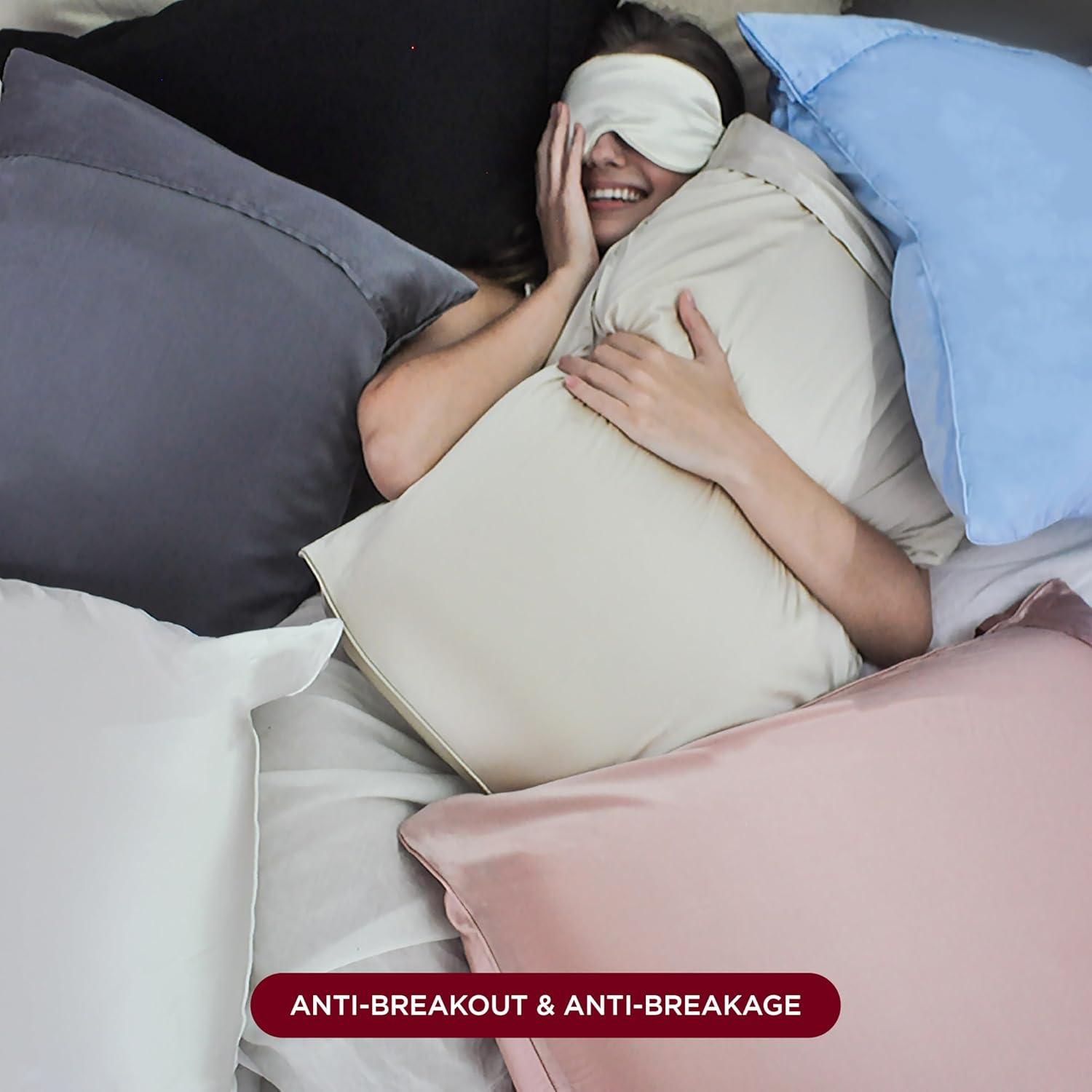 Discover Night LLC NIGHT Silk Washable Pillowcase - Luxury Mulberry Silk Pillow Covers for Skin and Hair Pink - King