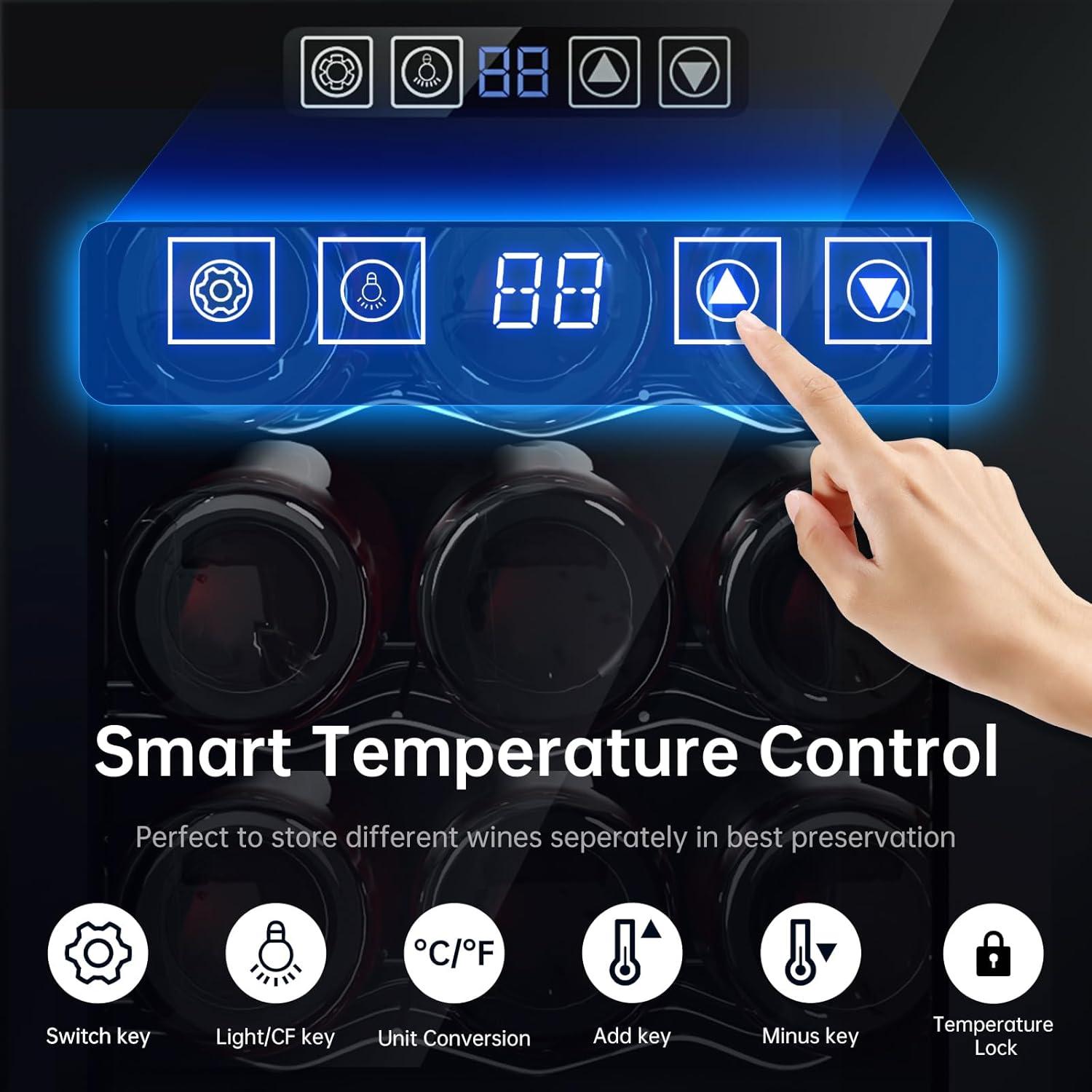 Ivation 18 Bottle Wine Cooler Fridge, Compressor Refrigerator W/Lock