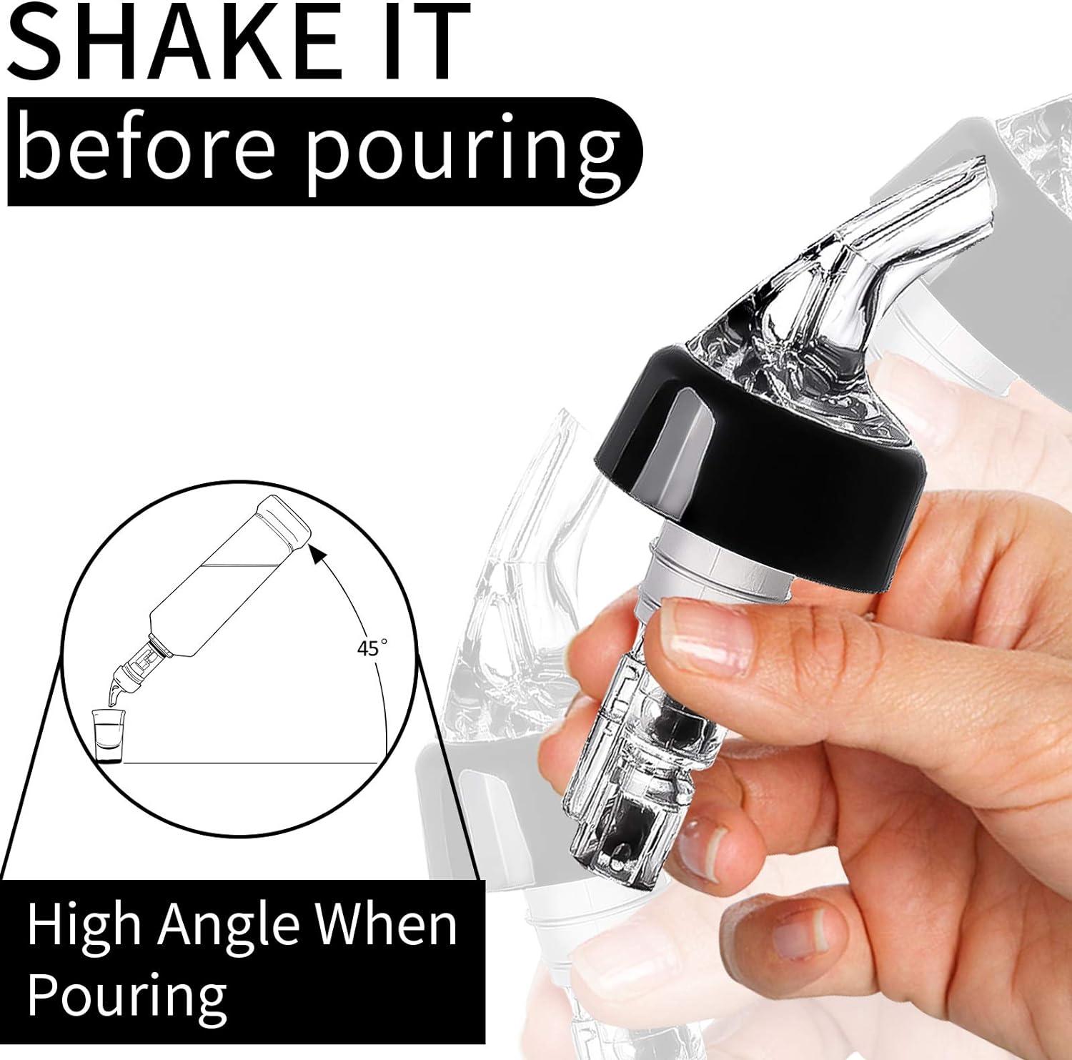 Black and Clear Plastic 30ml Automatic Measured Bottle Pourers Pack of 12