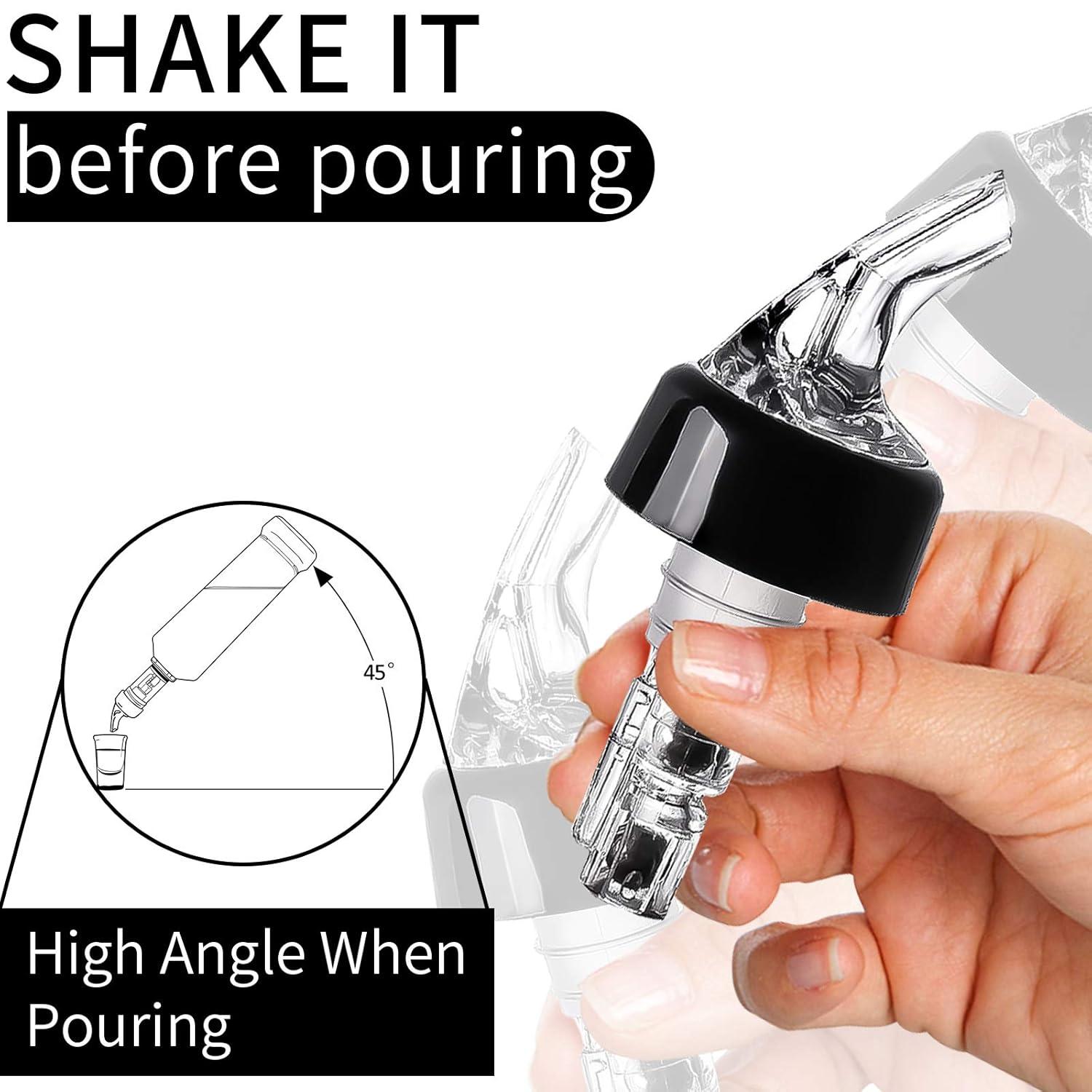 Black and Clear Plastic 30ml Automatic Measured Bottle Pourers Pack of 12