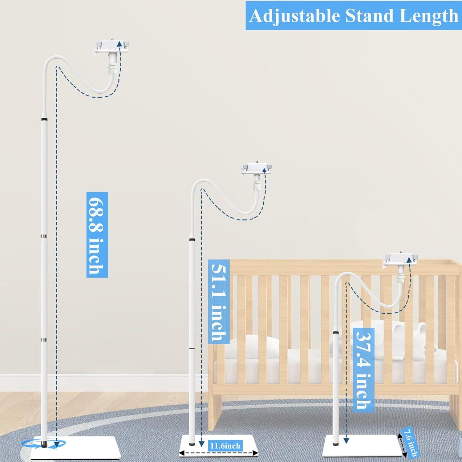 Adjustable White Aluminum Baby Monitor Floor Stand Holder