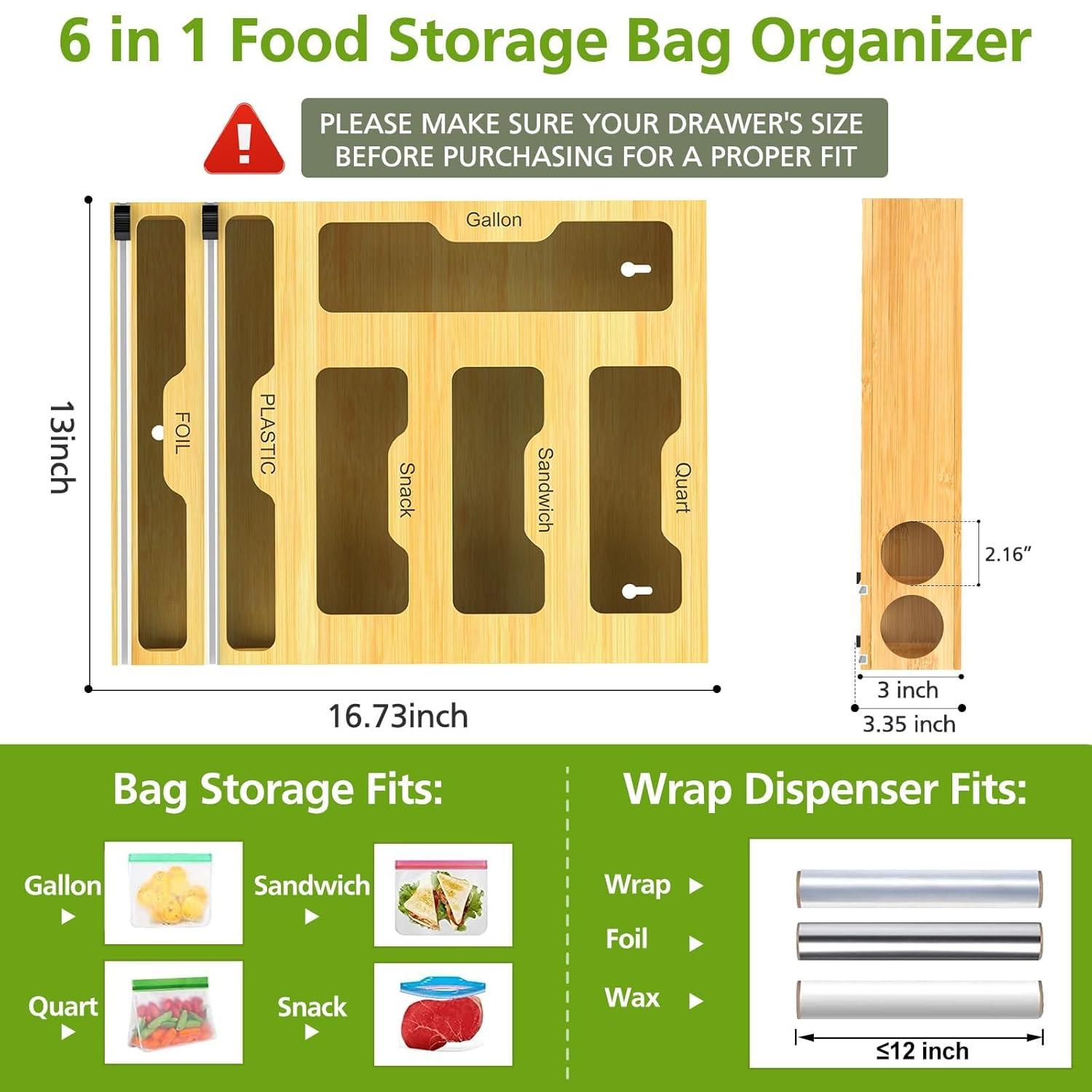 Natural Bamboo and Stainless Steel Kitchen Drawer Organizer