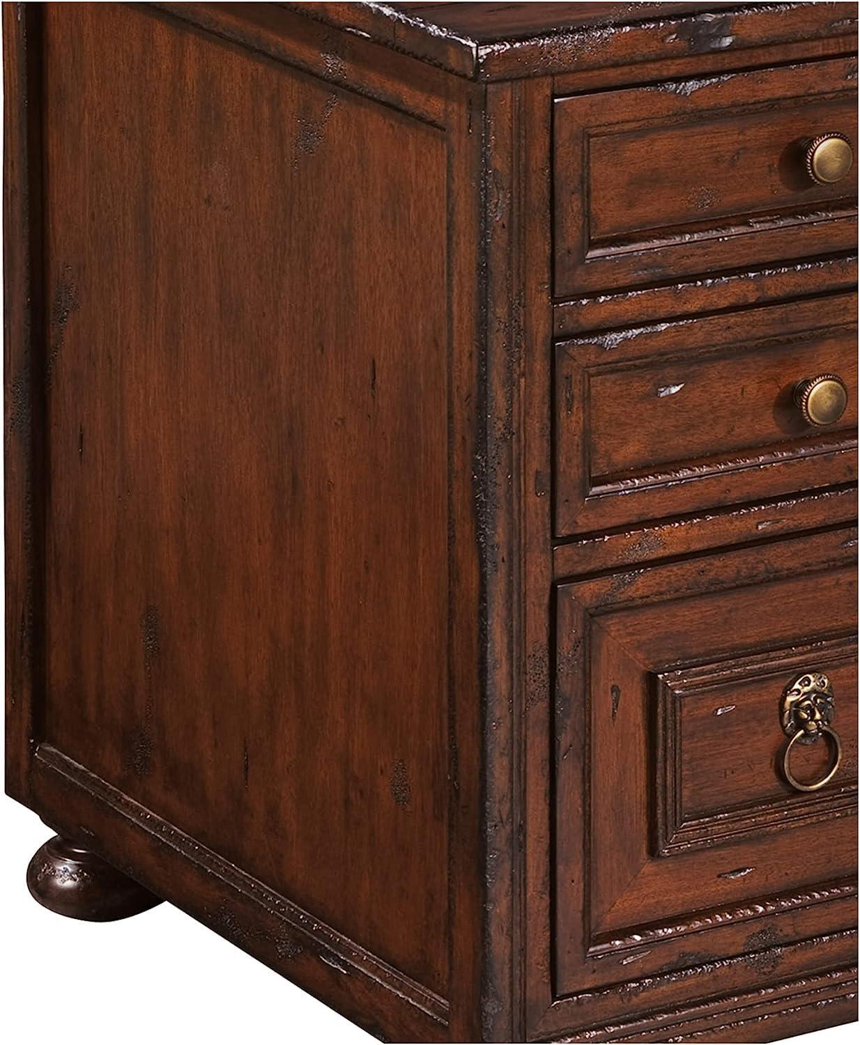 Havana Antique Mahogany Chairside Chest with Mirrored Drawers