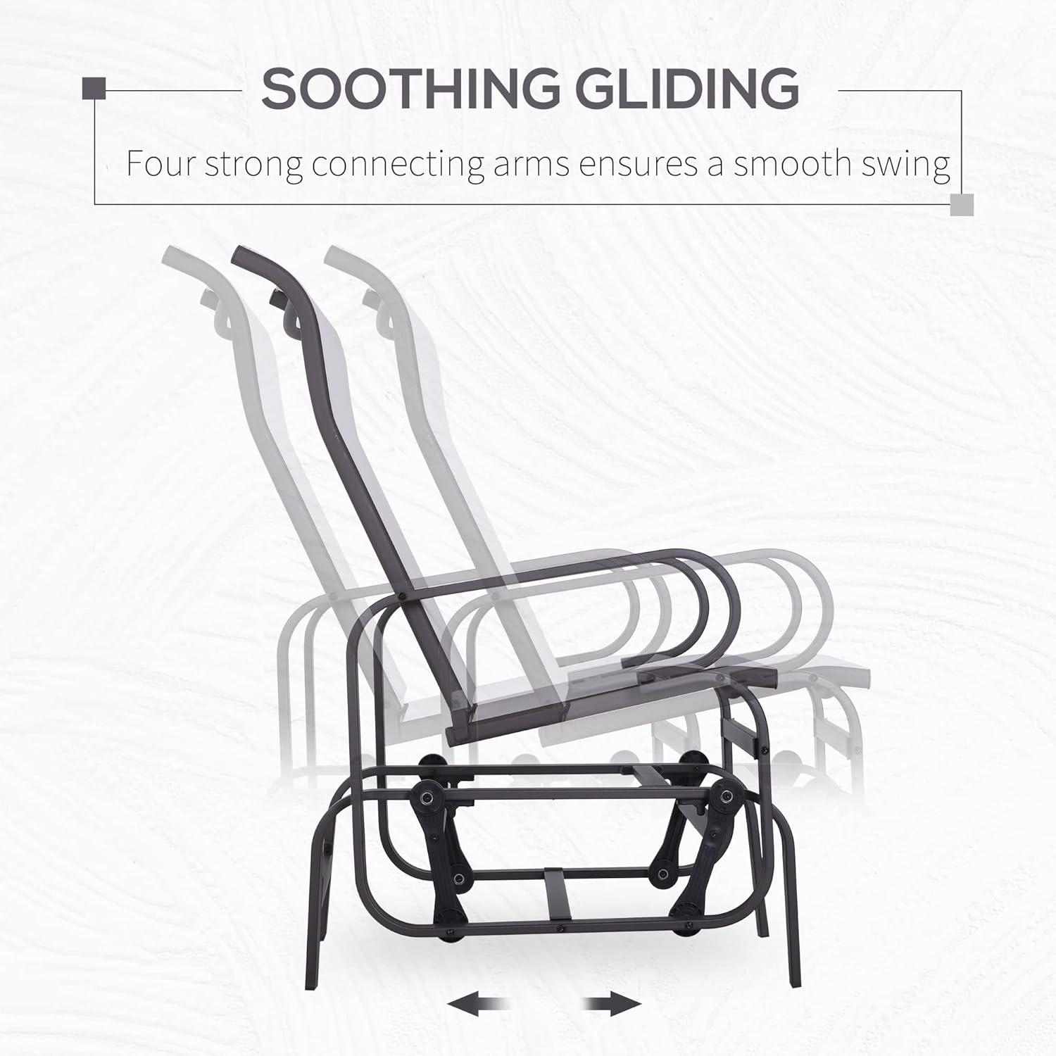 Outsunny Gliding Lounger Chair, Outdoor Swinging Chair with Smooth Rocking Arms and Lightweight Construction for Patio Backyard, White