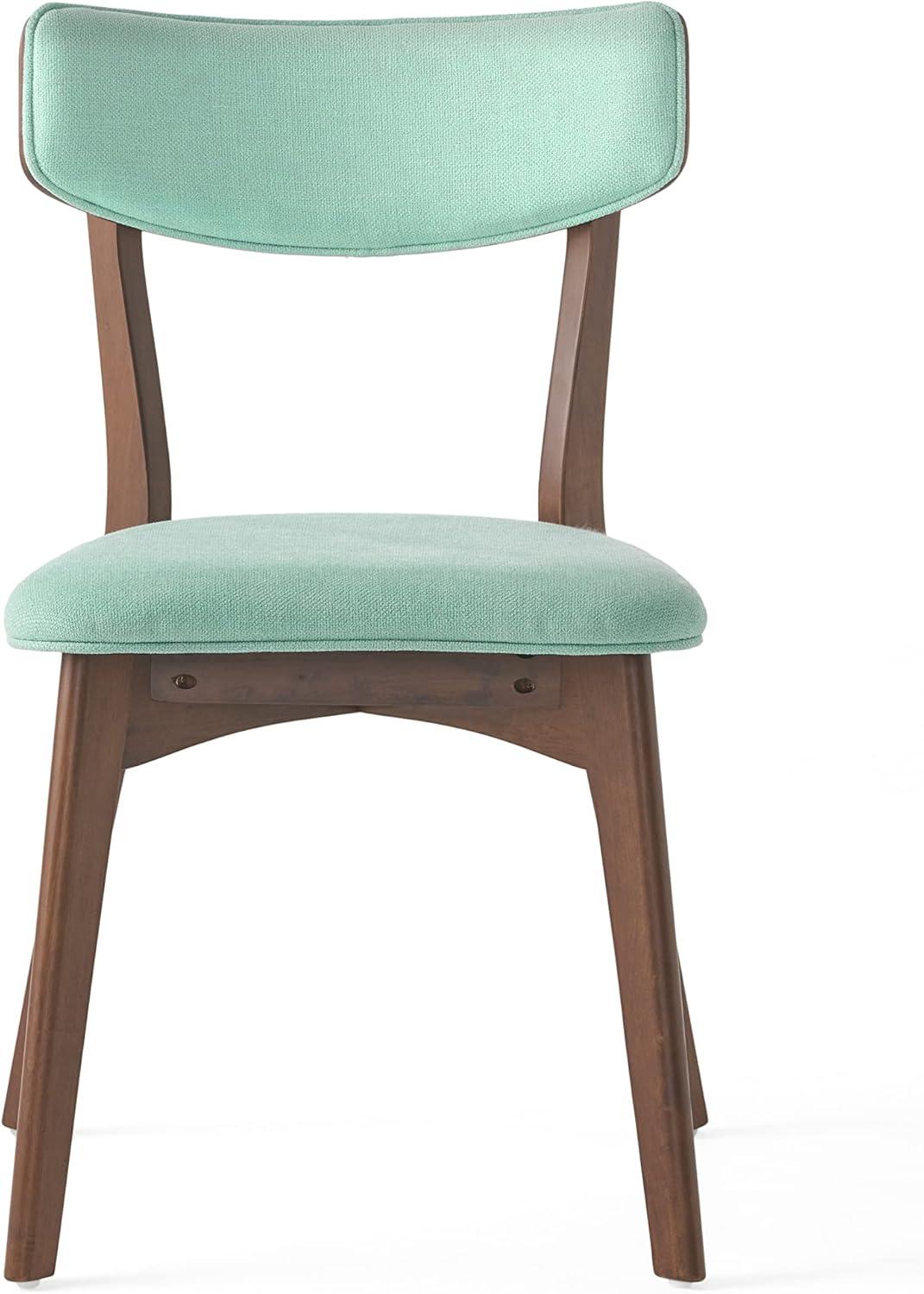 Christopher Knight Home 5pc Megann Mid Century Wood Dining Set Walnut/Mint: Polyester Upholstered Chairs, Rectangular Table