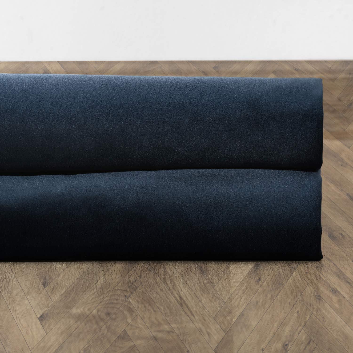 Half Price Drapes Signature Midnight Blue French Pleat Velvet Blackout Curtains(1 Panel), 50WX 96L