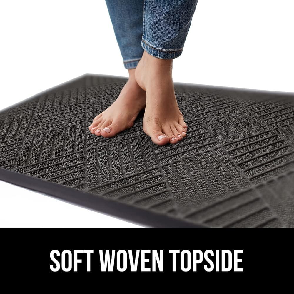 GORILLA GRIP 100% Waterproof All-Season WeatherMax Doormat, 23x35, Durable Natural Rubber, Stain and Fade Resistant, Low Profile, Indoor Outdoor Door Mats, Easy Clean Patio Entrance Mat, Gray Diamond