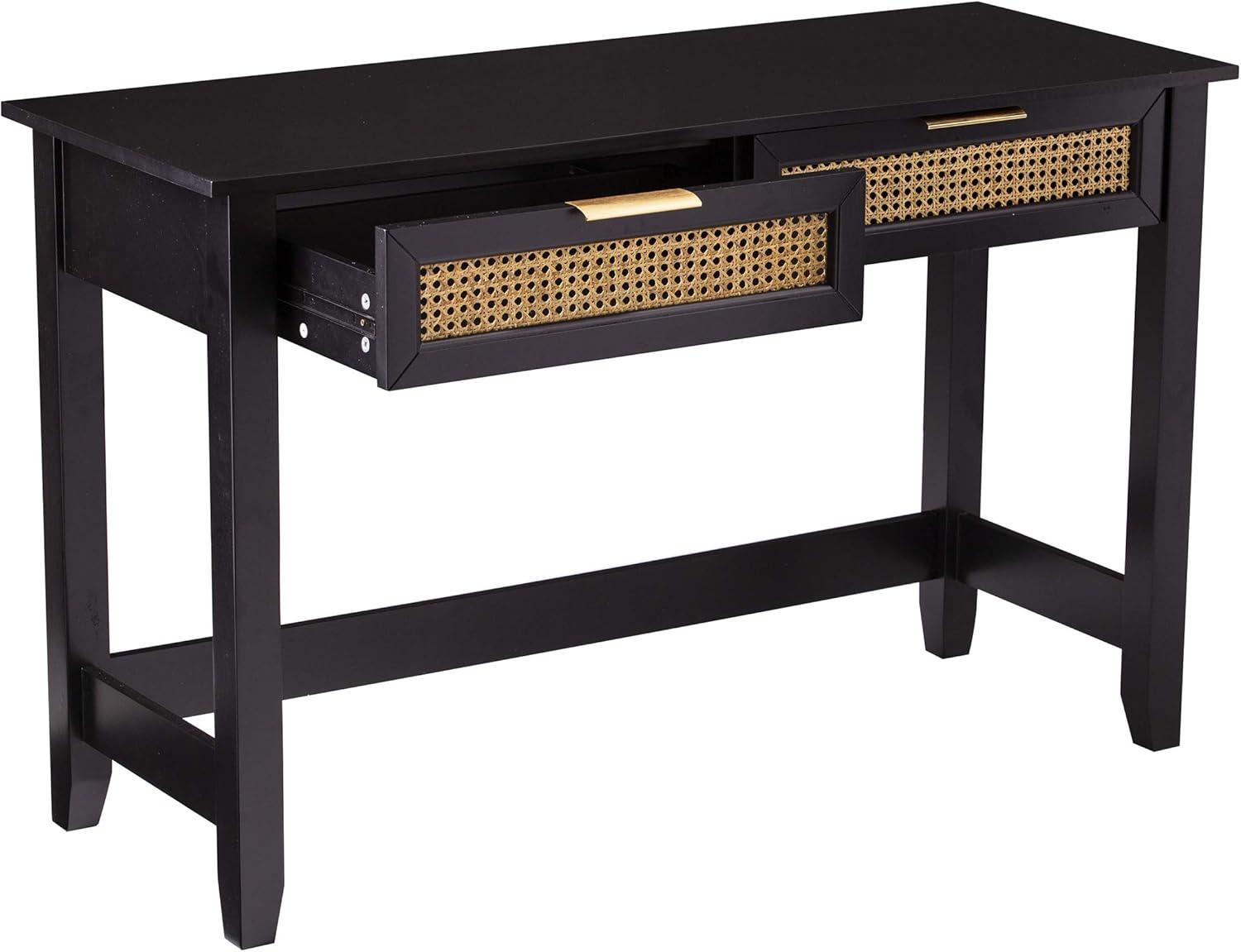 Chekshire 53" Black and Natural Wood Storage Console