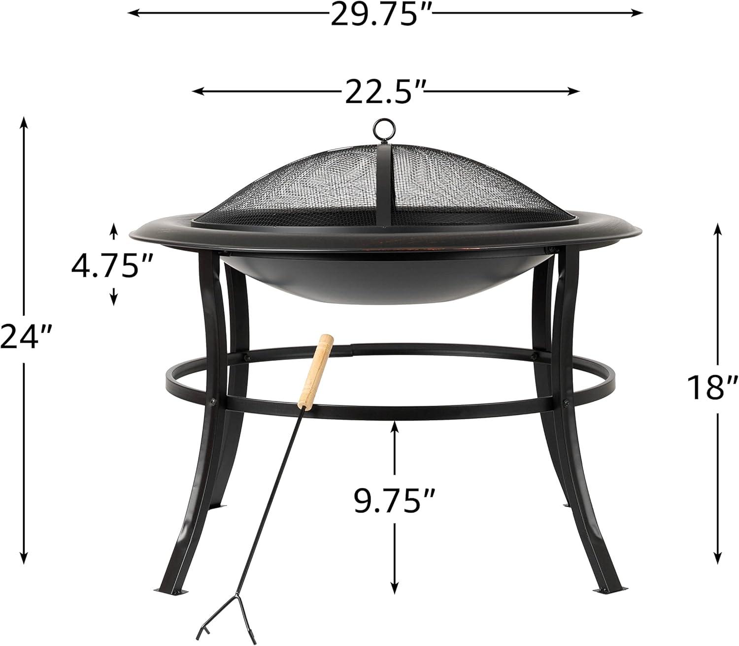 Tokia 30" Bronze Steel Wood Burning Fire Pit