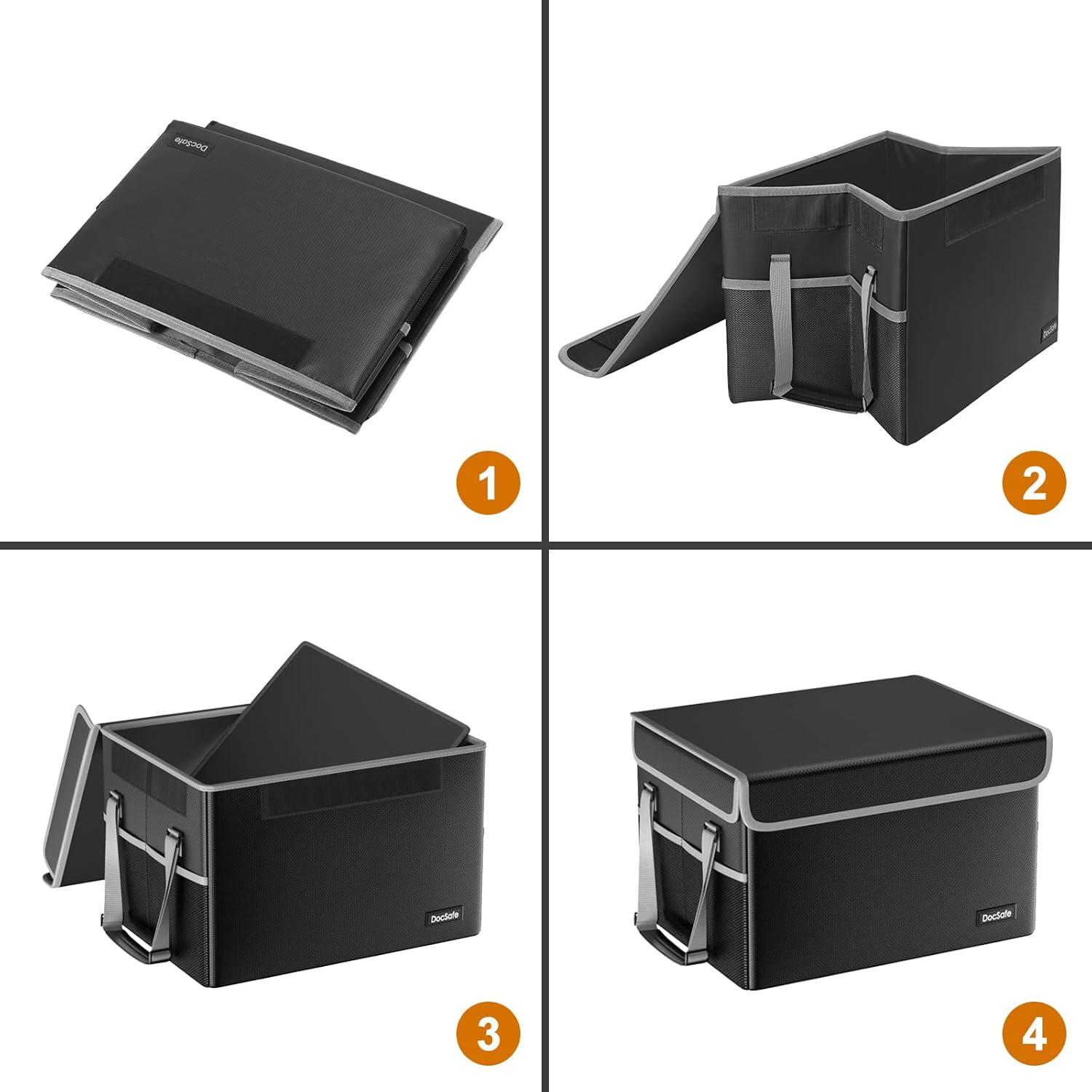 DocSafe Fireproof File Storage Box, Silicone coated fiberglass Black