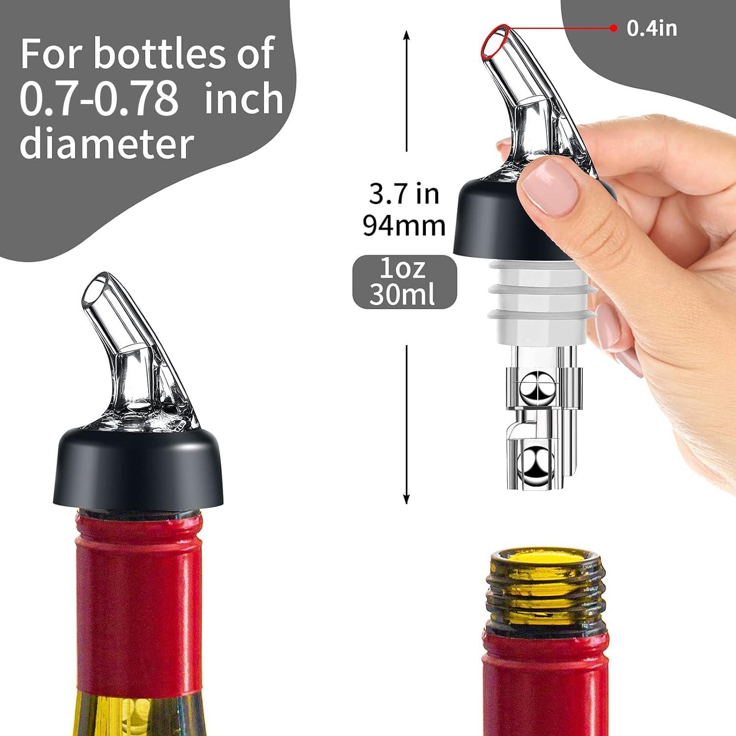 Black and Clear Plastic 30ml Automatic Measured Bottle Pourers Pack of 12