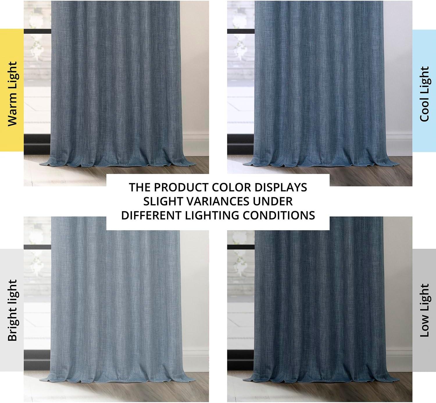 HPD Half Price Drapes Reverie Blue Faux Linen Room Darkening Curtains for Bedroom & Living Room Curtains (1 Panel), Door & Window Curtains 84 inches long, Rod Pocket Curtains & drapes, 50W X 84L