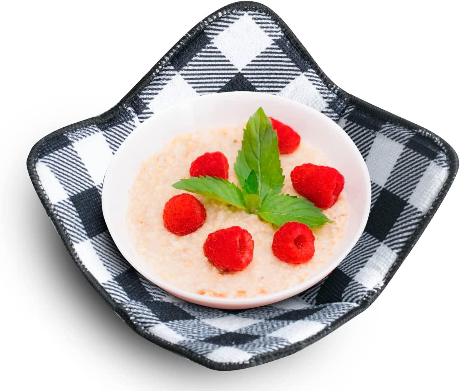 Microwave Bowl Cozies - Protect Hands From Hot Dishes - Set of 4 - Heat-Resistant Bowl Holder - Machine Washable - Convenient Microwave Accessory