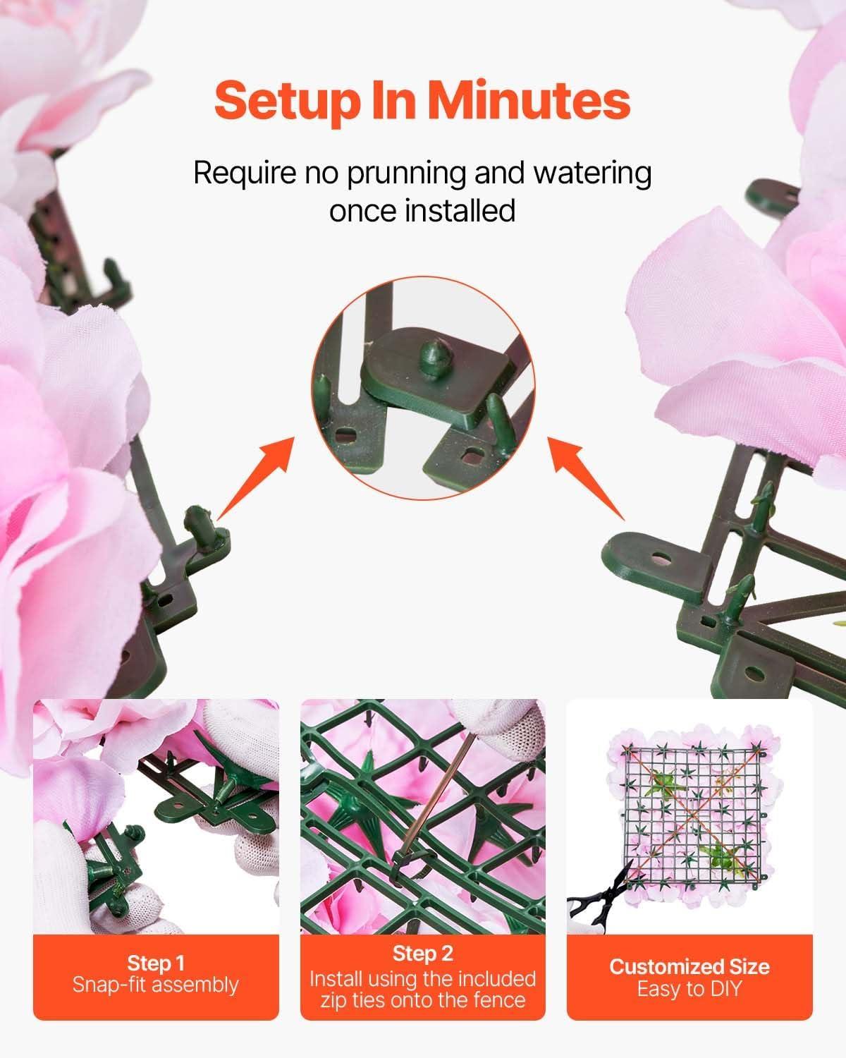 VEVOR Artificial Grass Wall Panels, 12 PCS 20 x 20 inch, 3D Combination Greenery Boxwood Panel for Indoor Outdoor Green Decor & Ivy Fence Covering, Privacy Backdrop Wall Hedge Screen for Garden